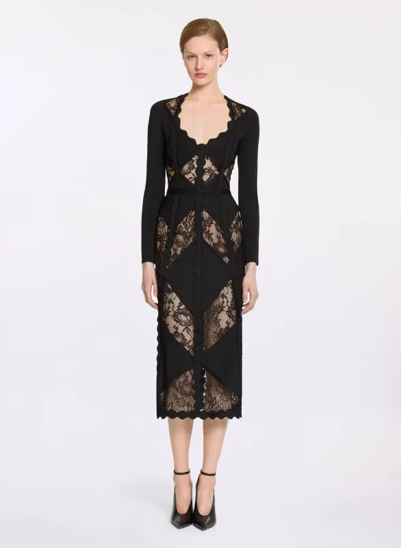Knit and Lace Midi Dress sold by Elie Saab