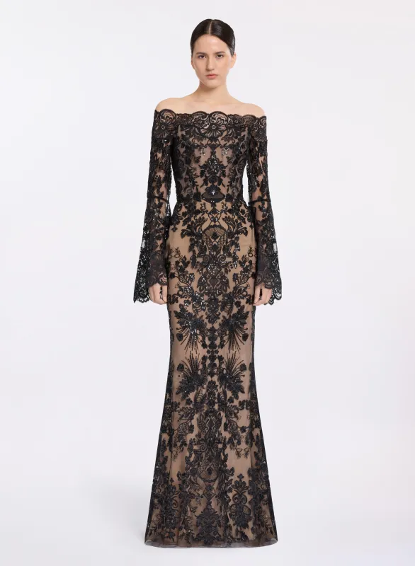 Embroidered Off-The-Shoulder Dress sold by Elie Saab