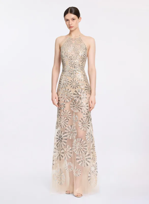 Sequin Embroidered Long Dress sold by Elie Saab