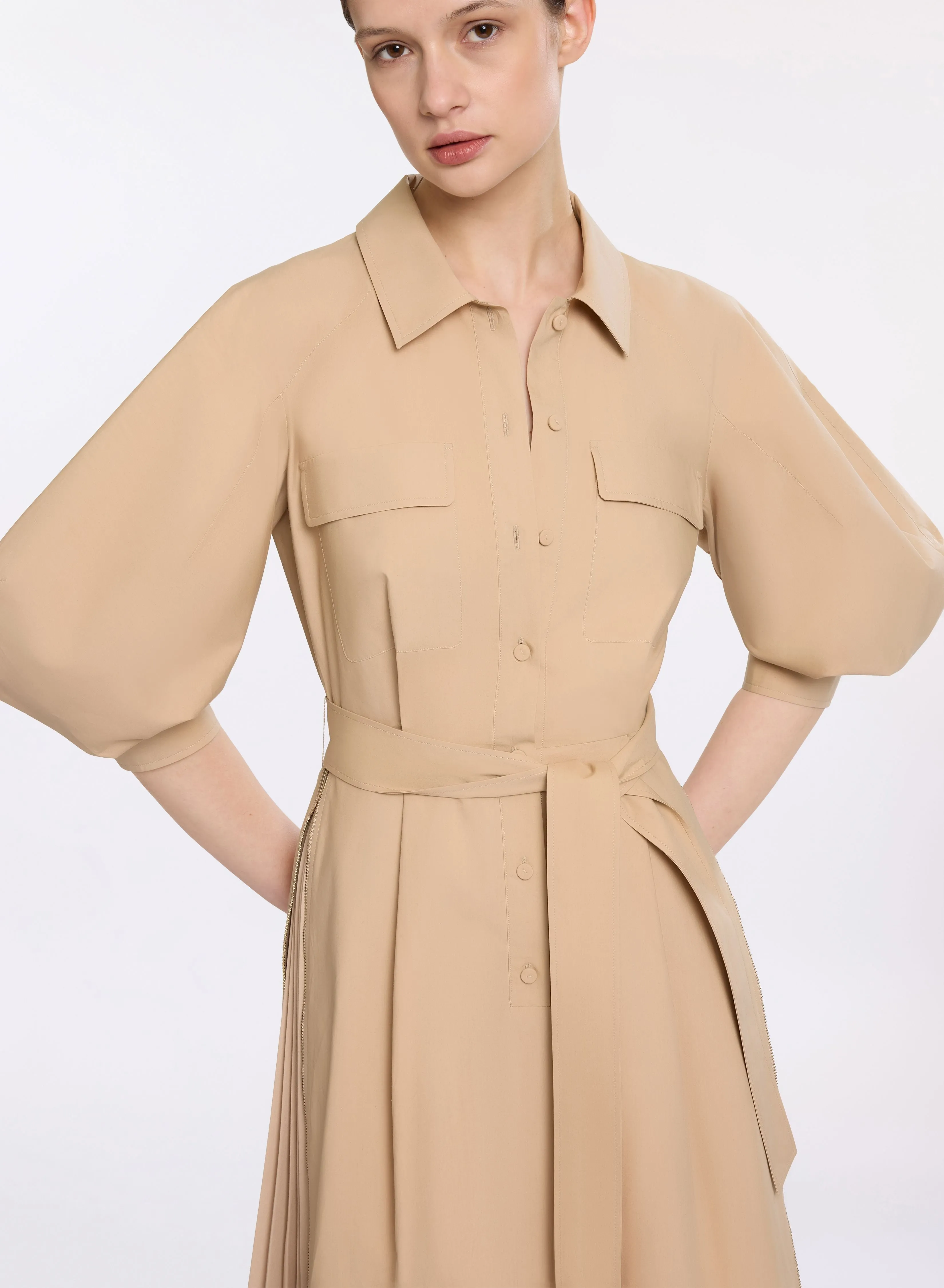 Pleated Cotton Midi Dress sold by Elie Saab product image thumbnail 3