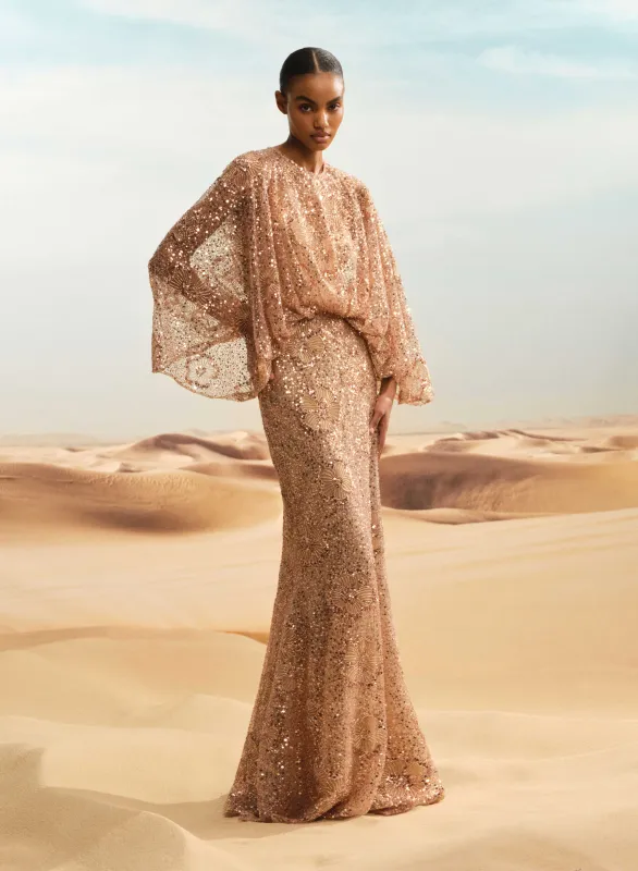 Sequin Embroidered Tulle Dress made by Elie Saab