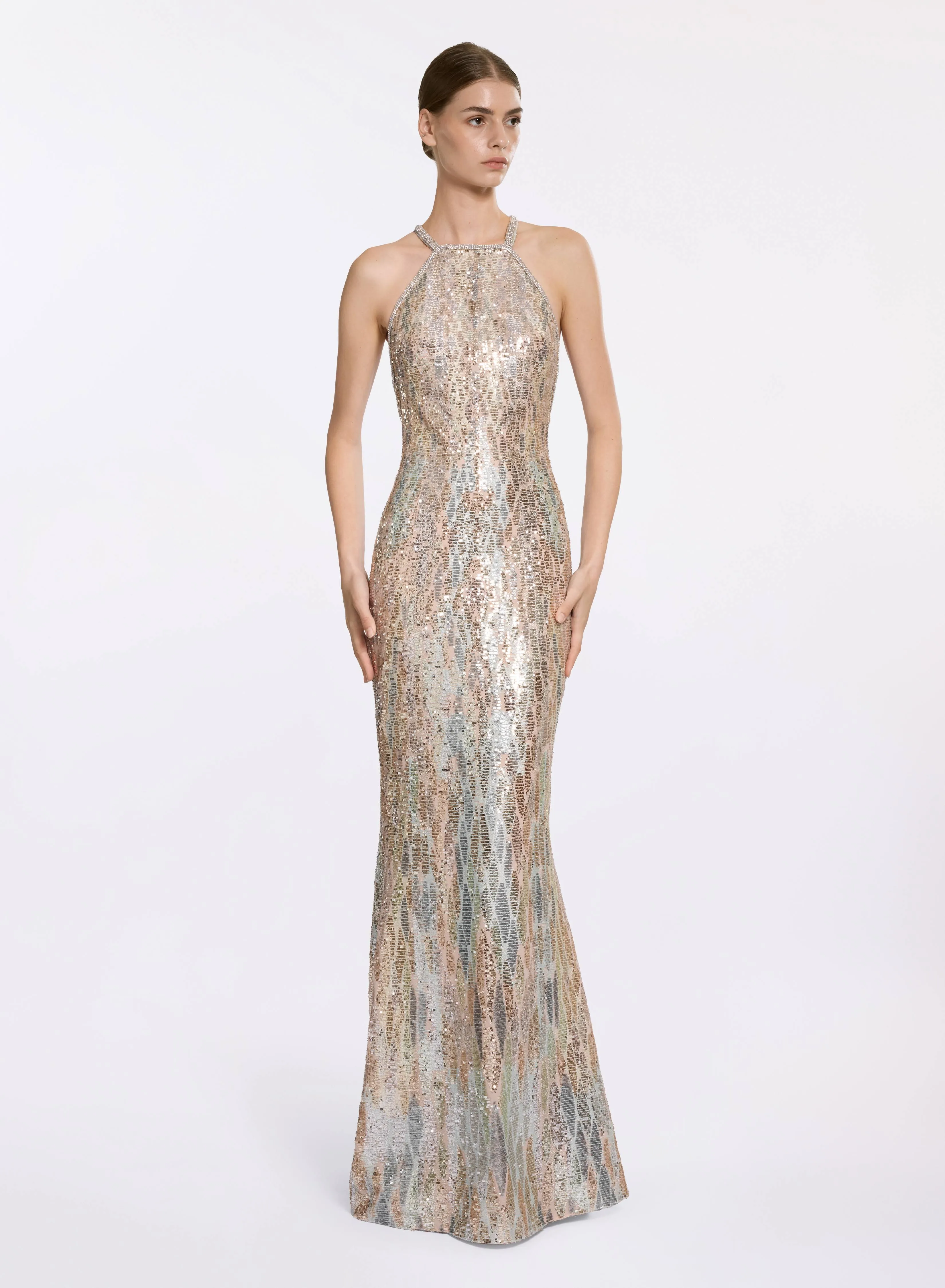 Sequin Embroidered Halter Neck Gown sold by Elie Saab product image thumbnail 2