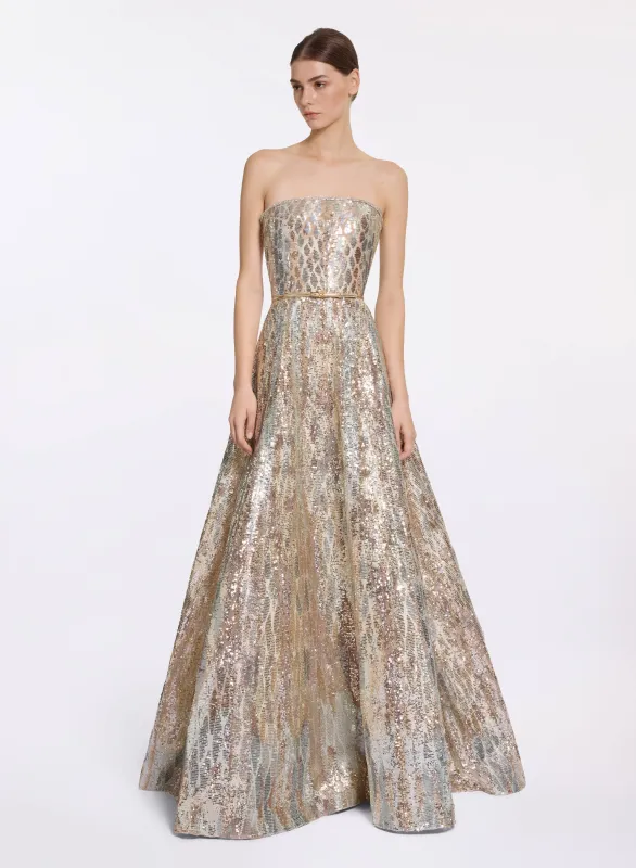 Sequin Embroidered Strapless Gown made by Elie Saab