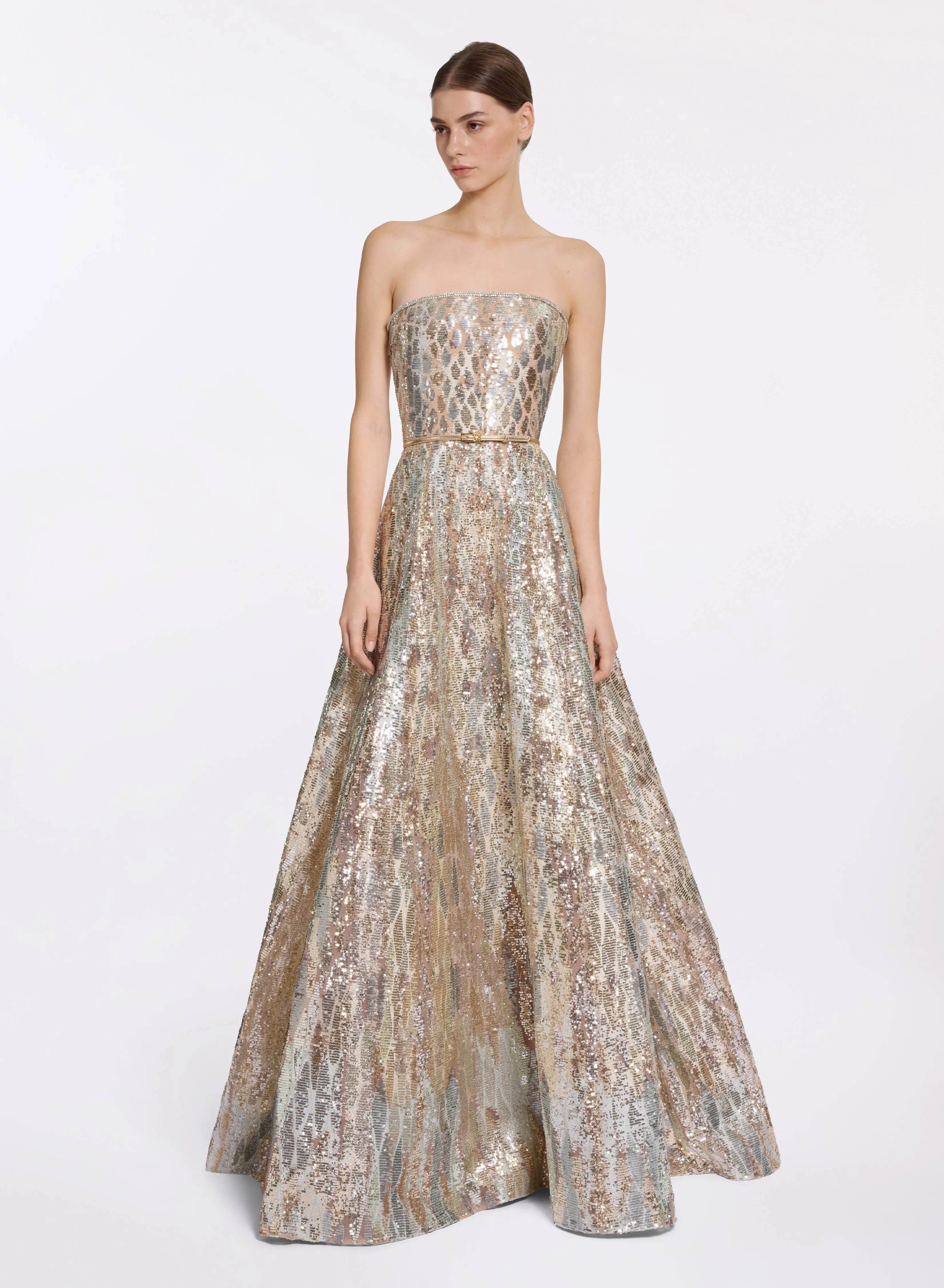 Sequin Embroidered Strapless Gown sold by Elie Saab