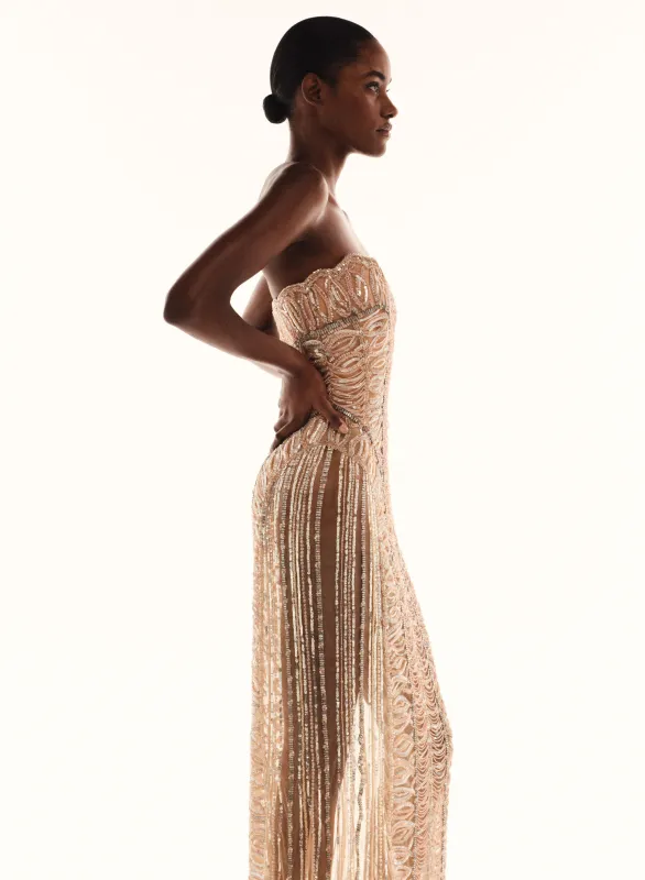 Bead Embroidered Long Dress made by Elie Saab