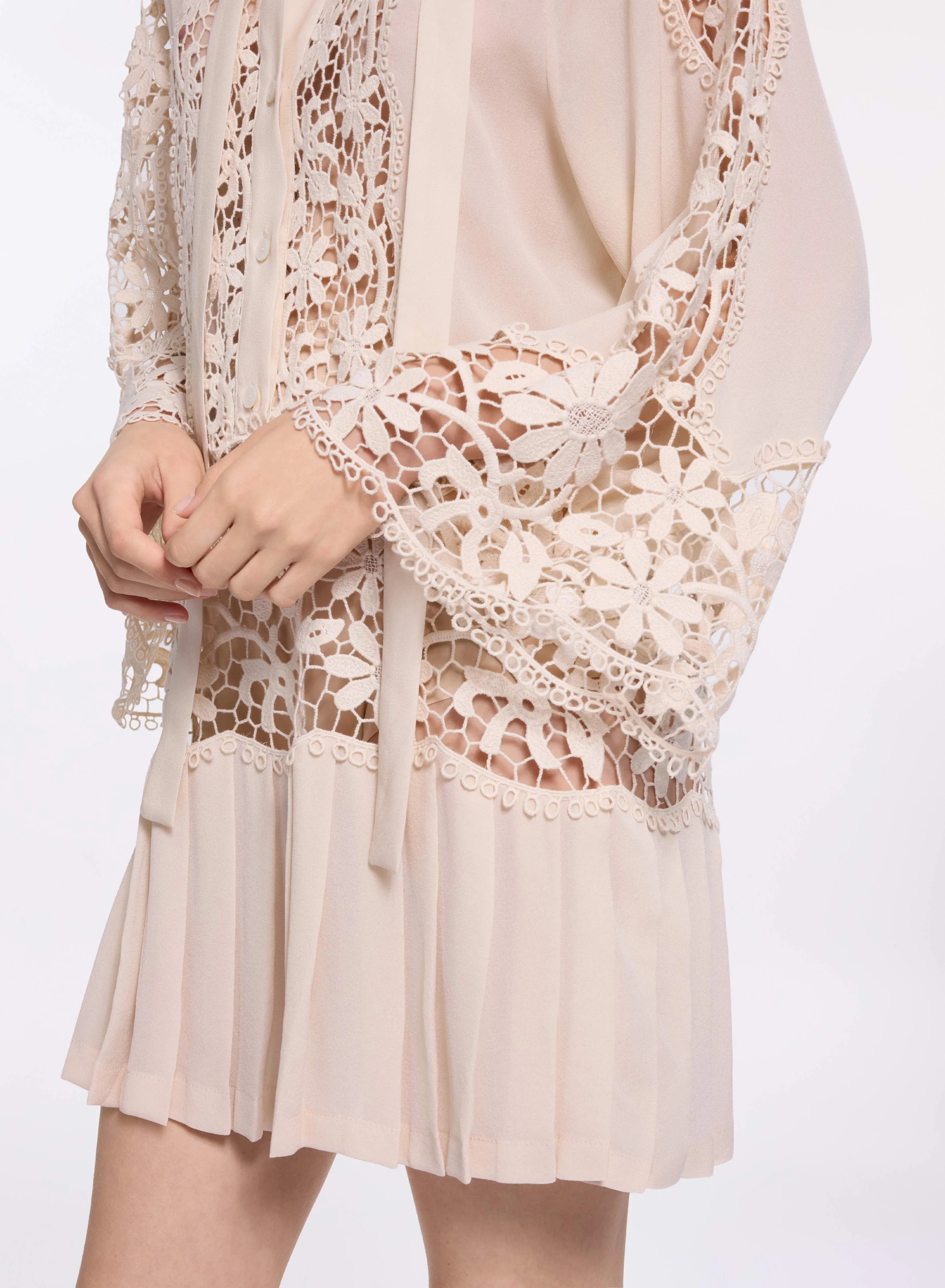 Silk & Macramé Short Dress sold by Elie Saab product image thumbnail 3
