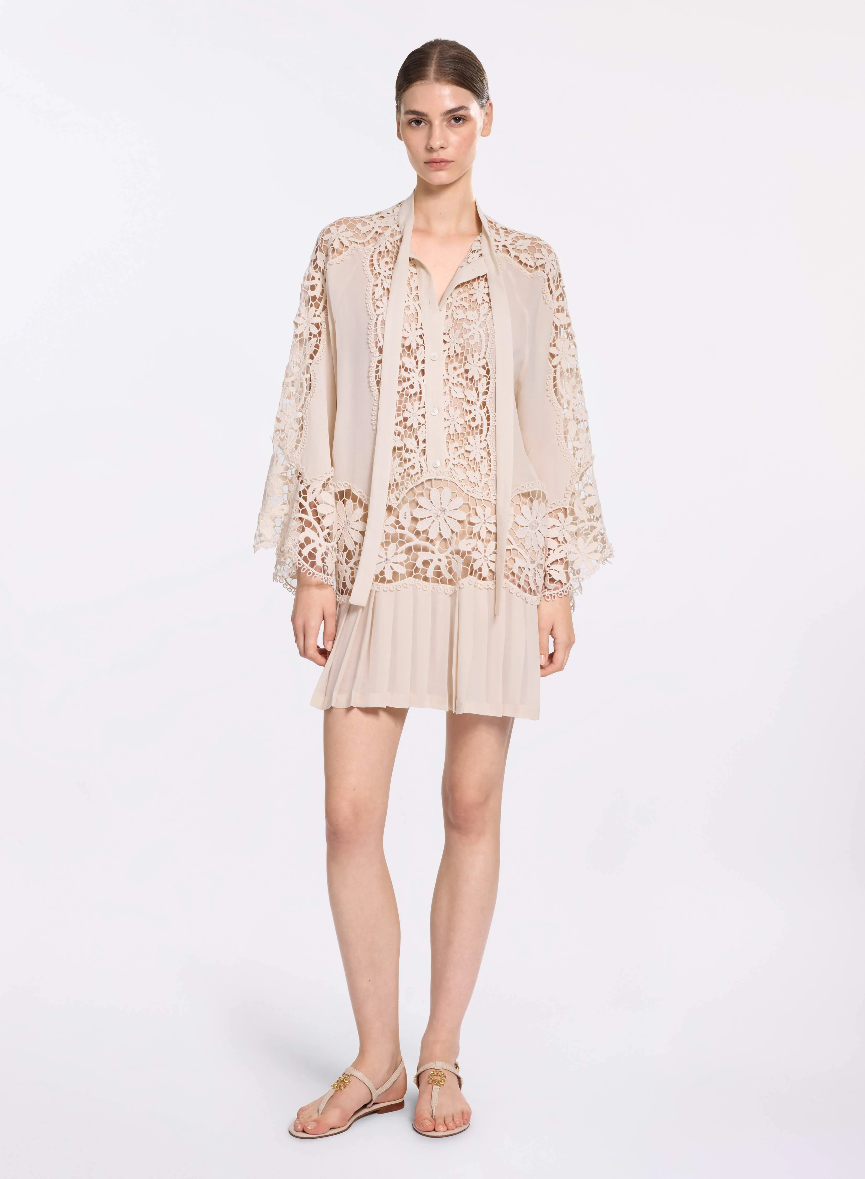 Silk & Macramé Short Dress sold by Elie Saab