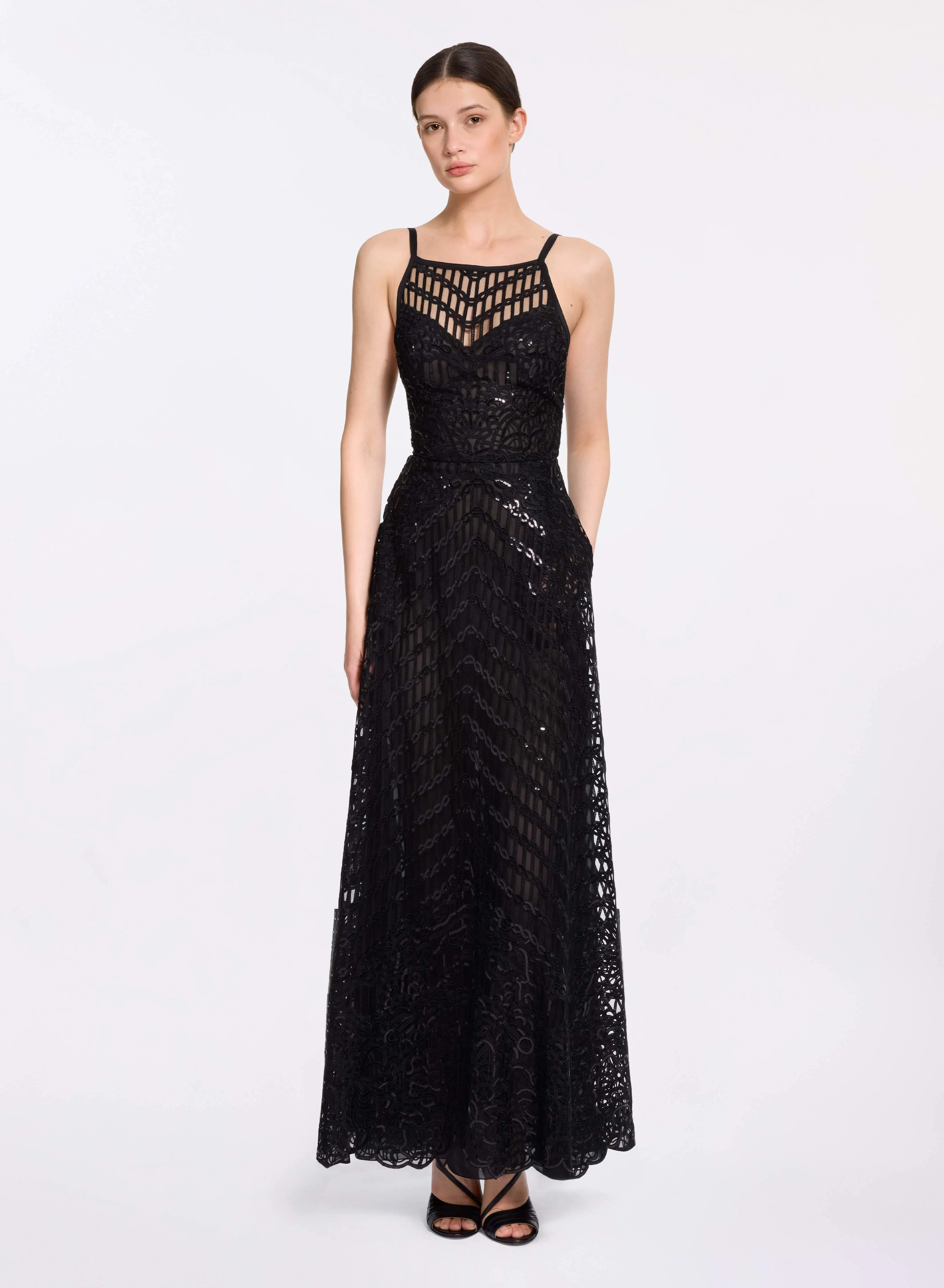 Sequin Embroidered Midi Dress sold by Elie Saab