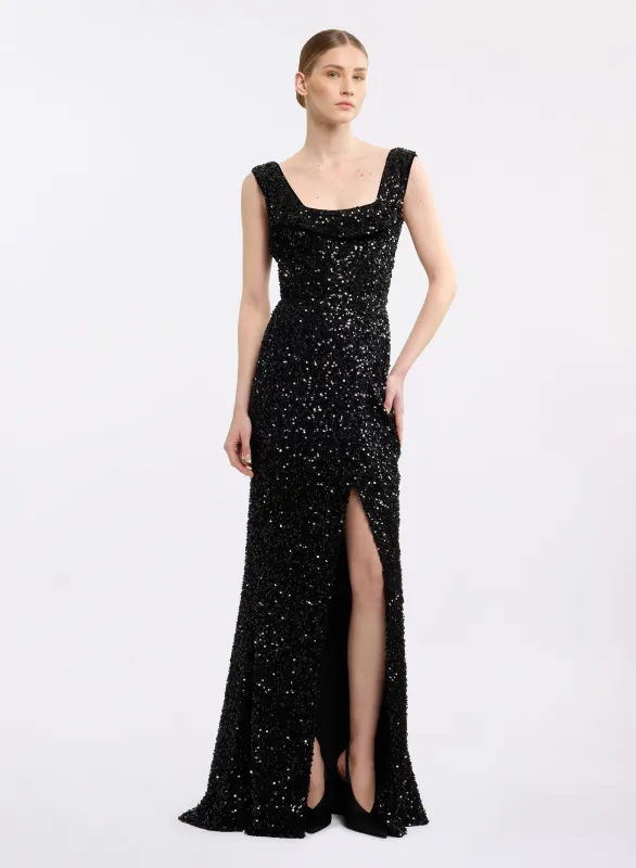 Sequin Embroidered Long Dress made by Elie Saab