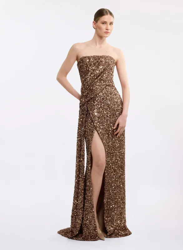 Sequin Embroidered Long Dress made by Elie Saab