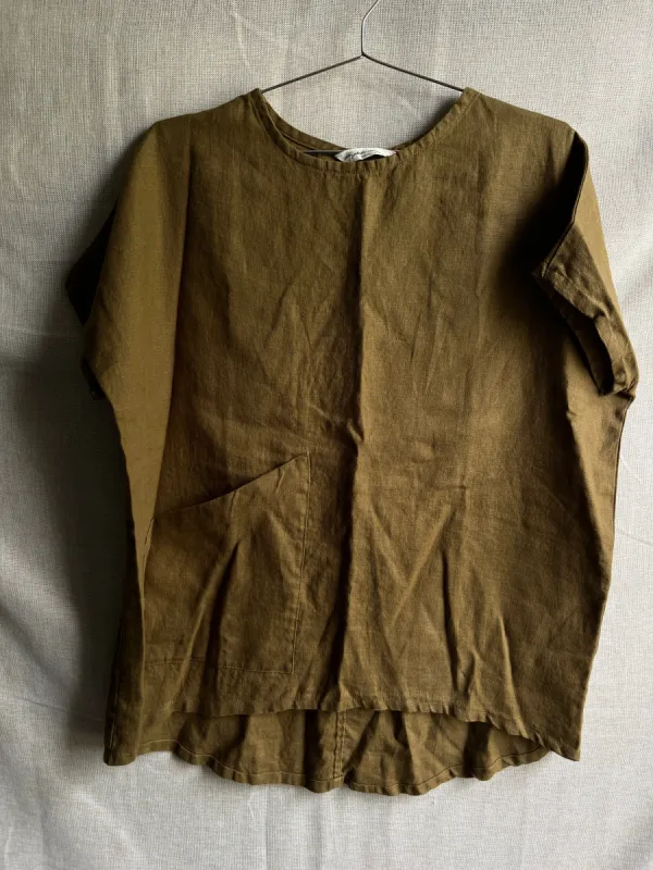 Harper Tunic in Midweight Linen, Olive | Size XXS/XS | SAMPLE SALE (B64) sold by Elizabeth Suzann