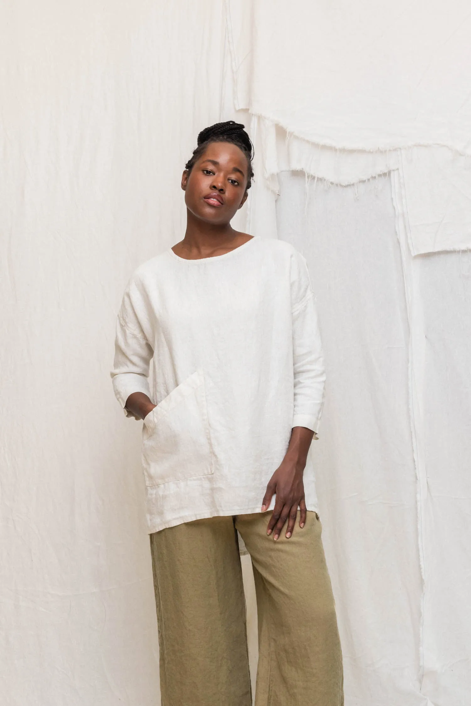 Long Sleeve Harper Tunic in New Midweight Linen sold by Elizabeth Suzann
