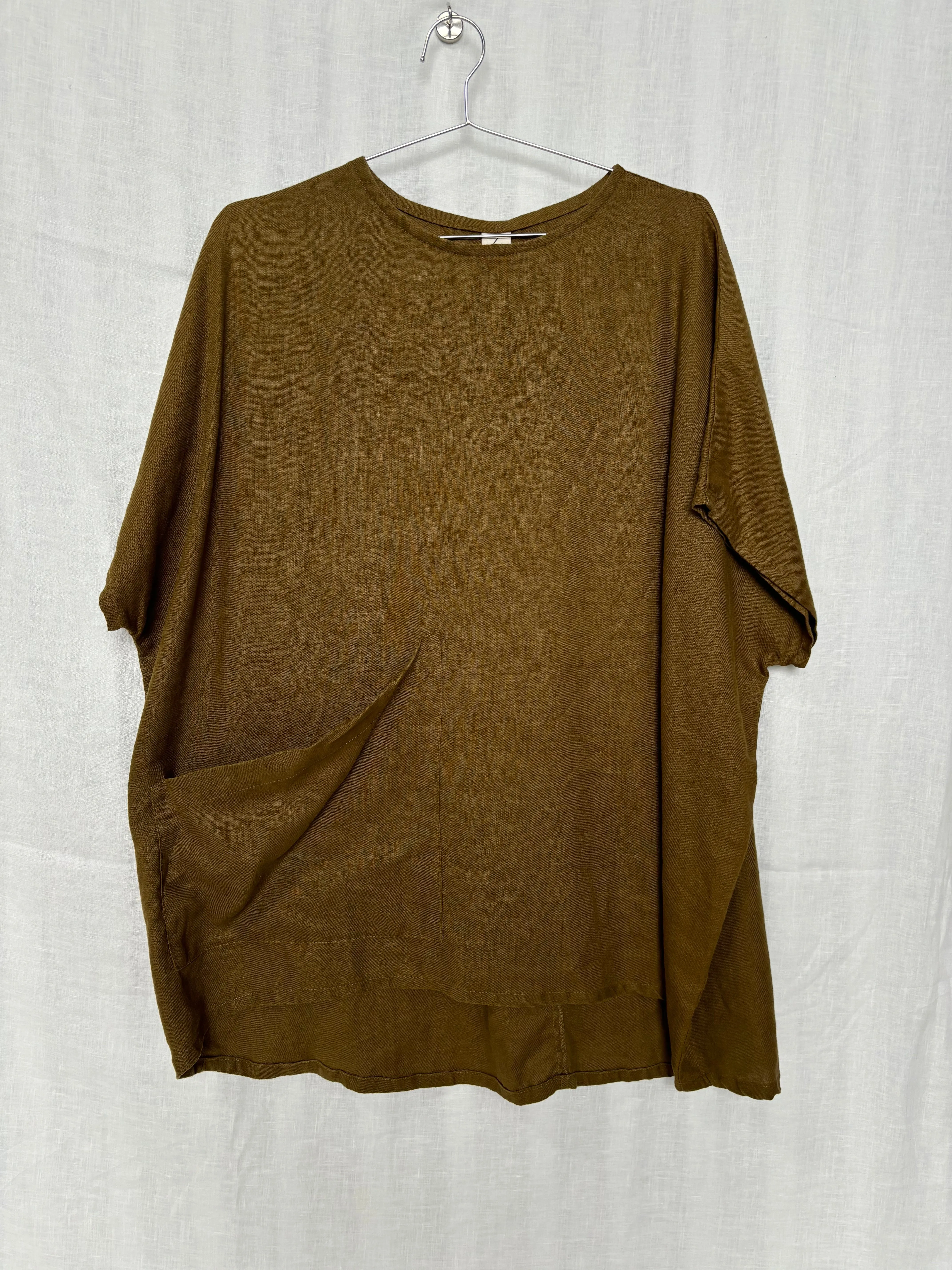 Harper Tunic in Midweight Linen, Olive | Size L/XL | SAMPLE SALE (E23) sold by Elizabeth Suzann