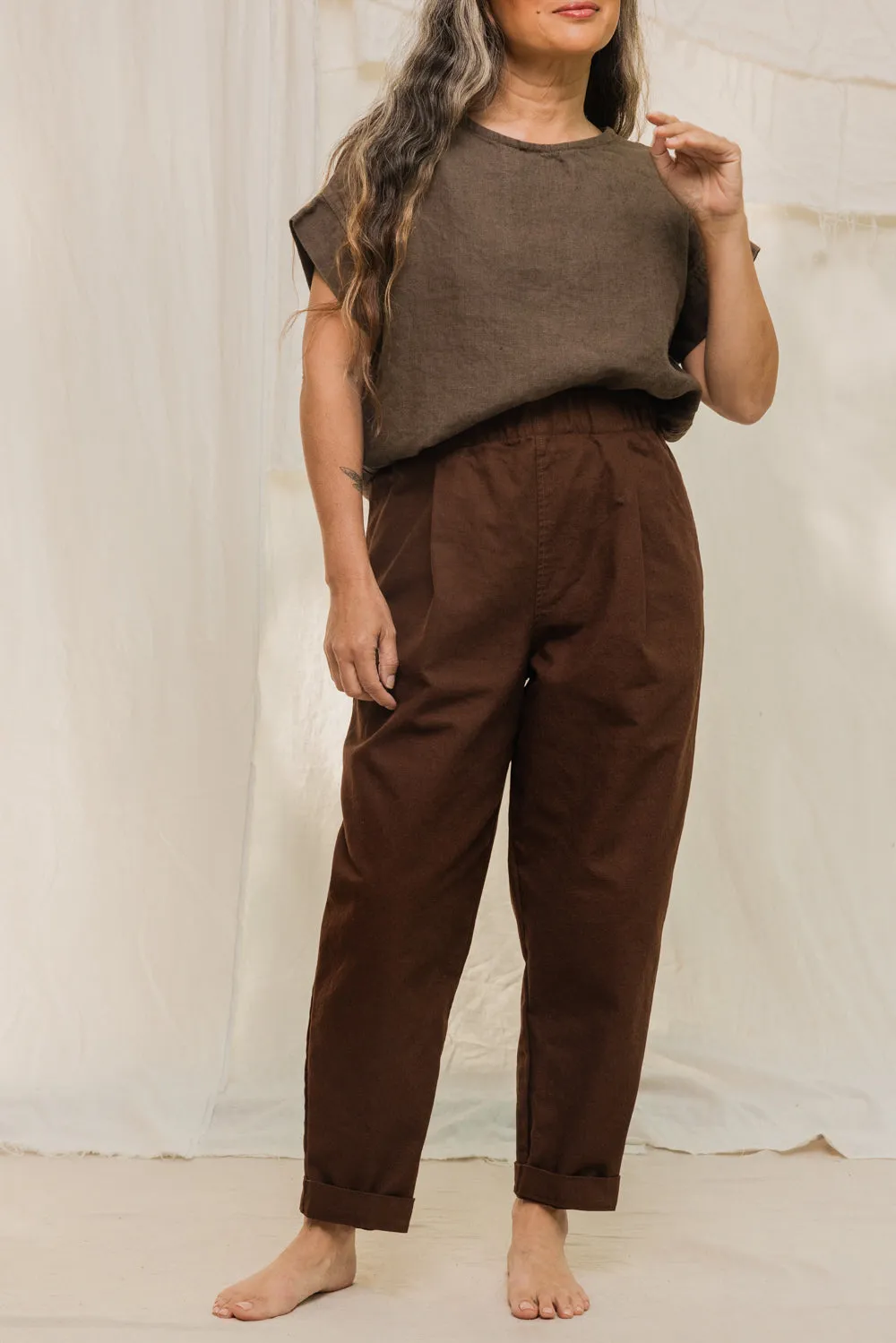 Andy Trouser in Organic Cotton Canvas sold by Elizabeth Suzann