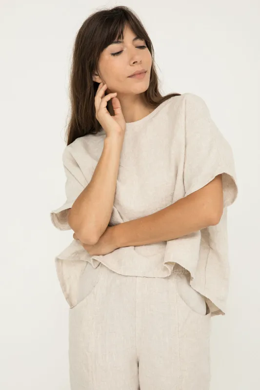 *FINAL SALE* Linn Tee in Midweight Linen sold by Elizabeth Suzann