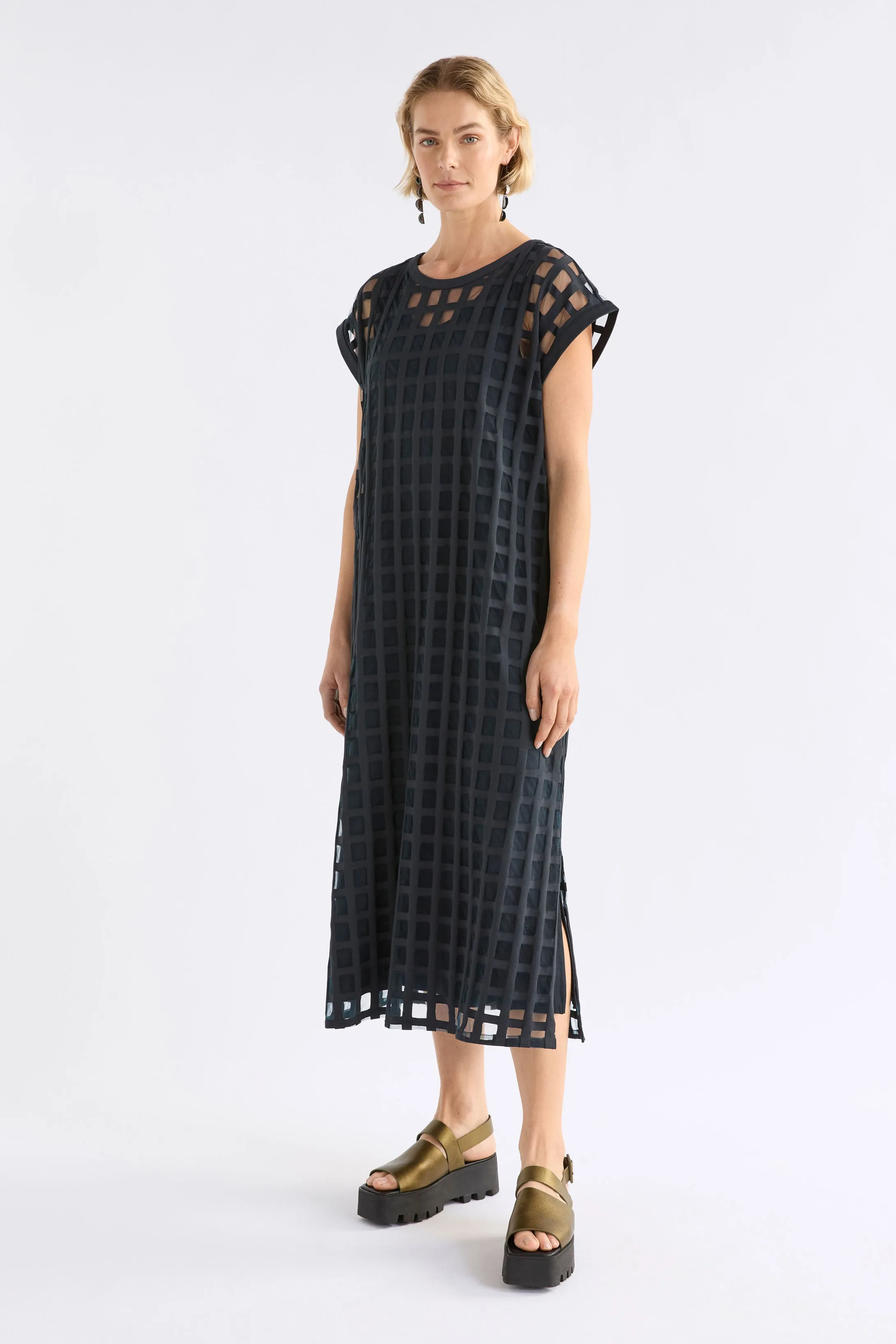 Grid Burnout Midi Dress sold by Elk
