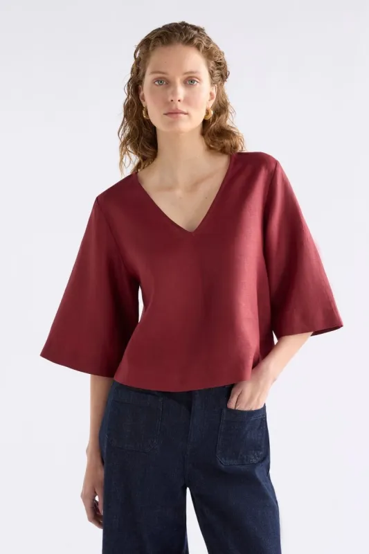 Llinen Light V Neck Top made by Elk