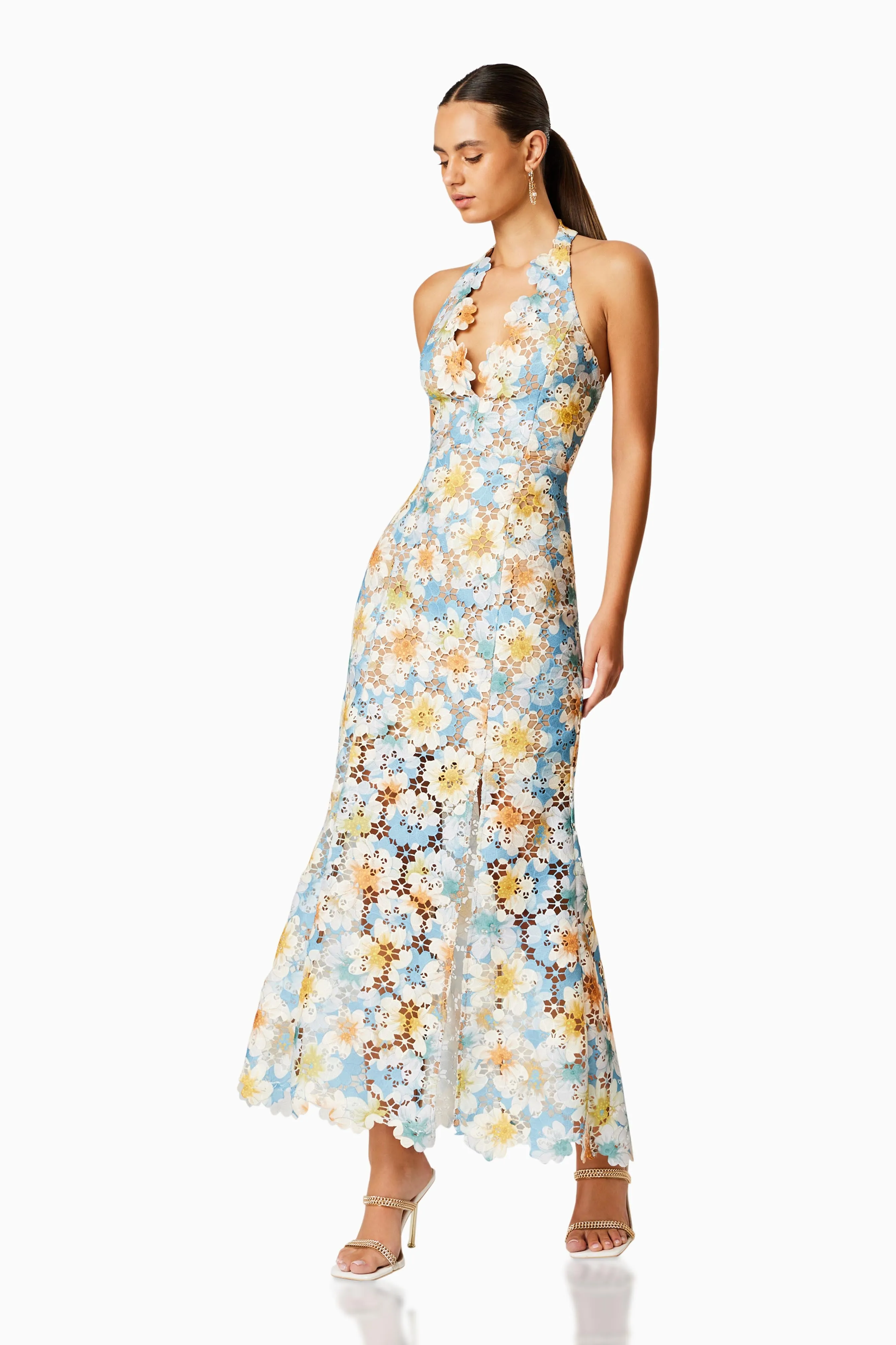 Nesting Lace Maxi Dress In Blue Florals sold by Elliatt product image thumbnail 4