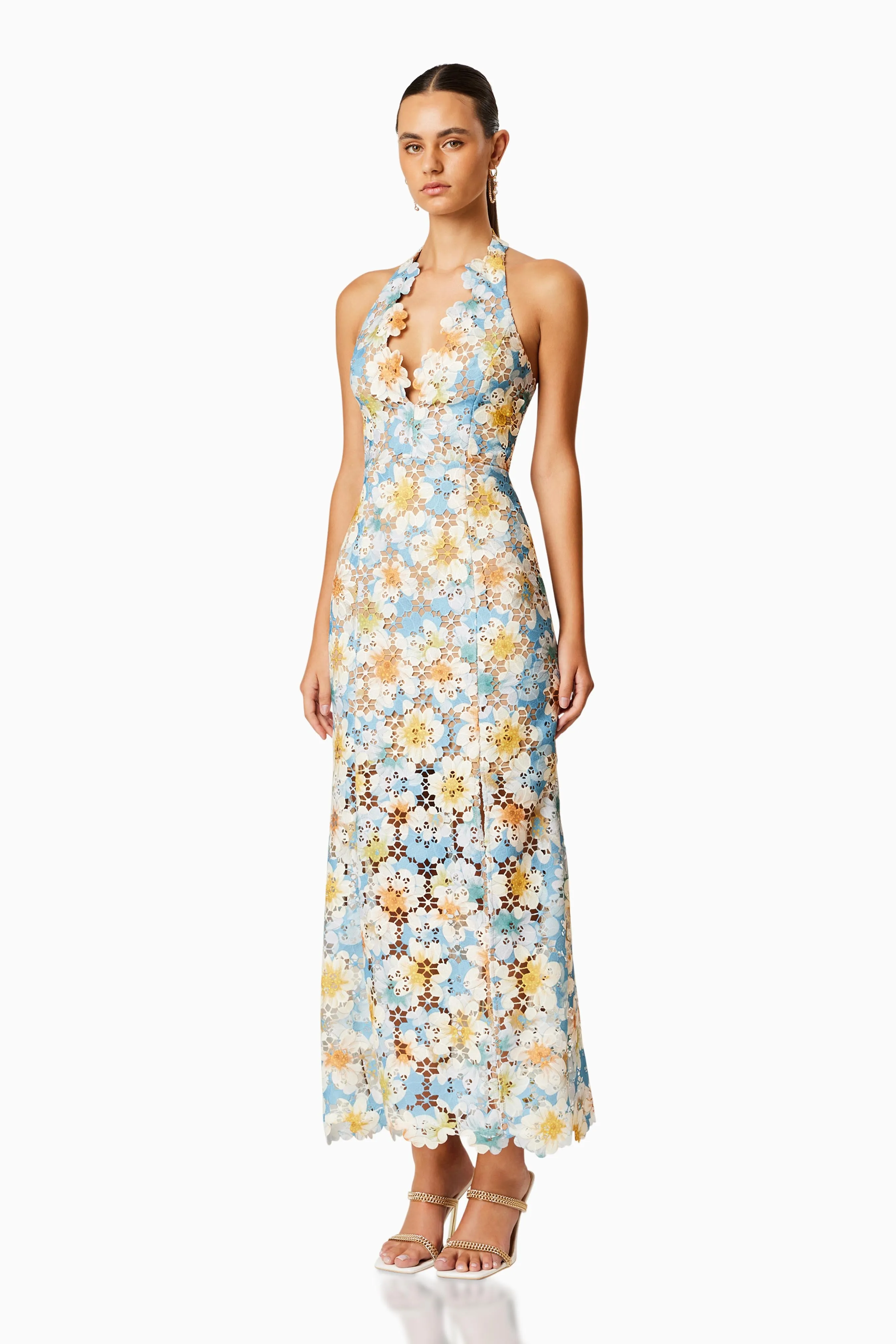 Nesting Lace Maxi Dress In Blue Florals sold by Elliatt product image thumbnail 3