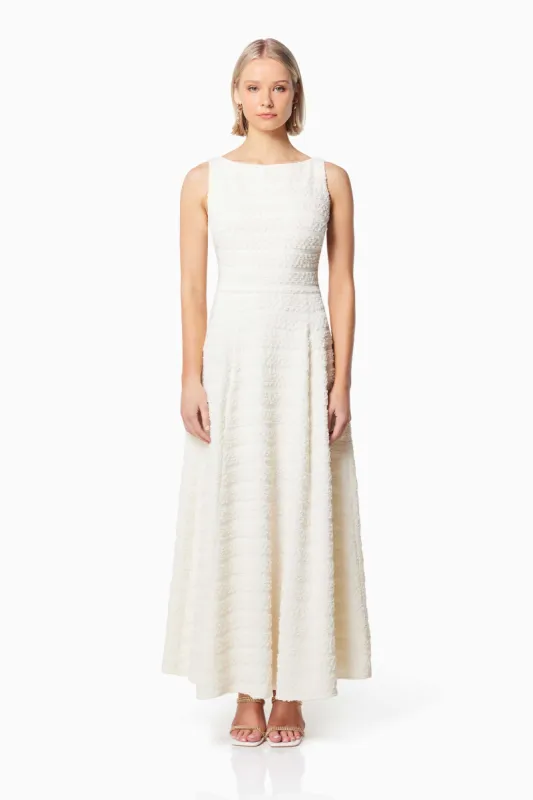 Decadence Textured Maxi Dress In White made by Elliatt
