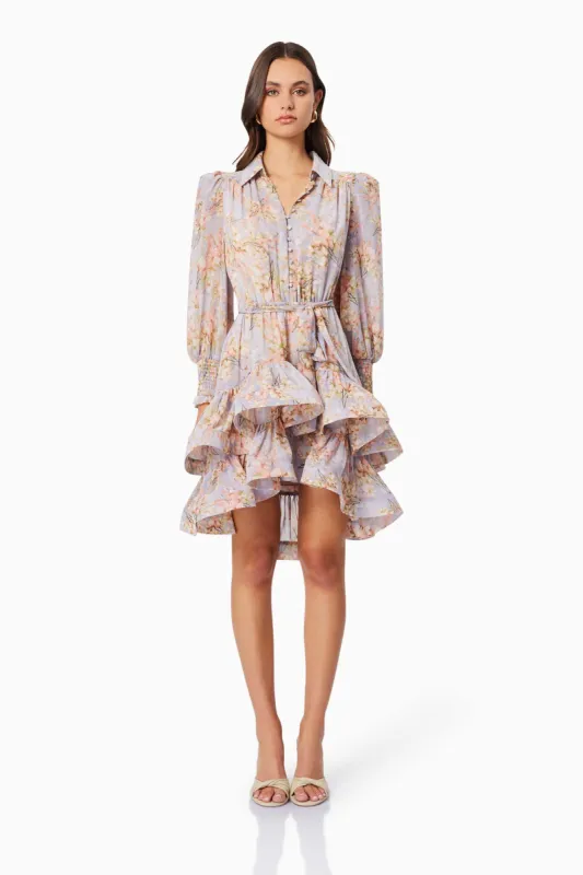 Sahara Floral Mini Day Dress in Purple sold by Elliatt
