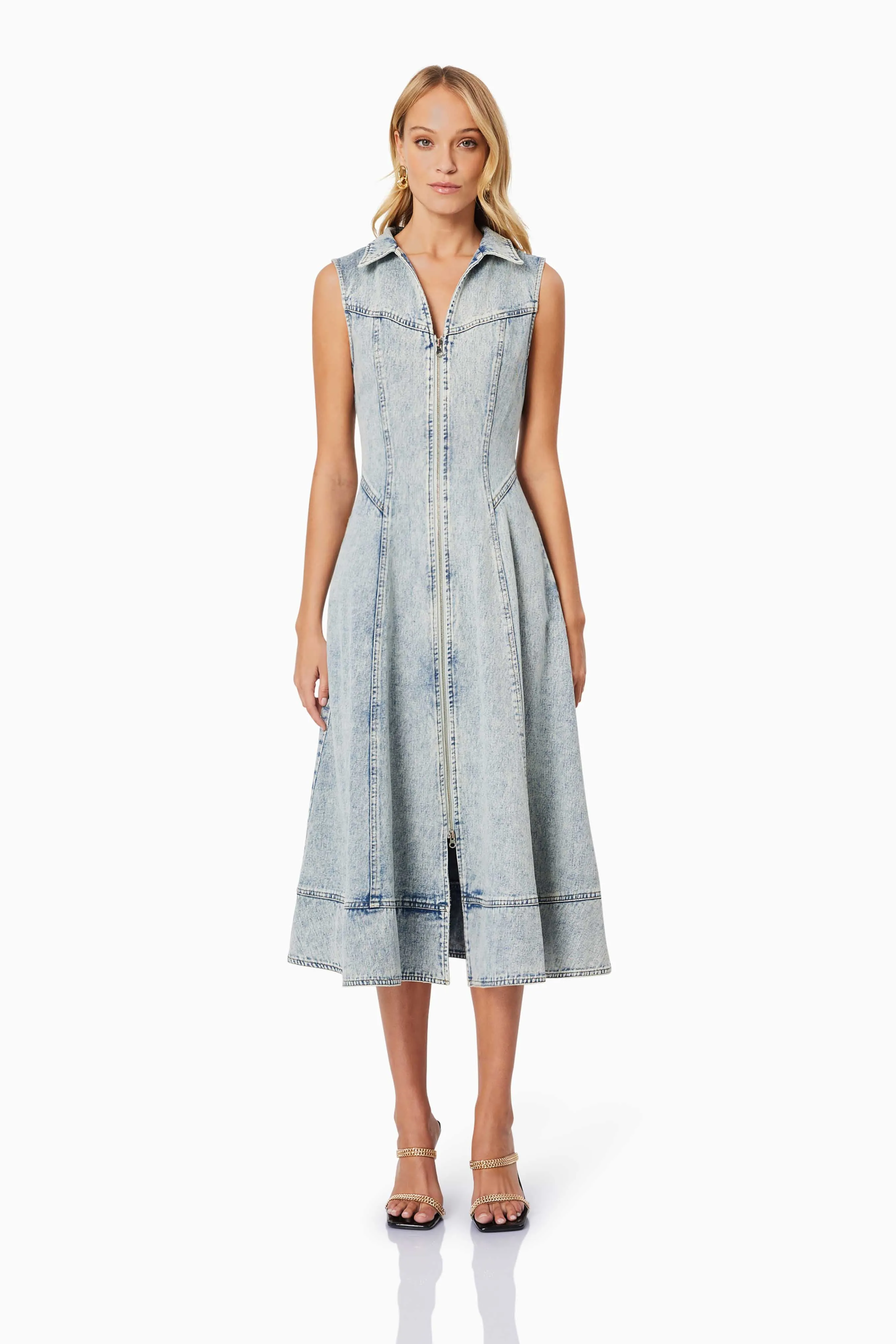 Giselle Denim Midi Dress in Blue sold by Elliatt