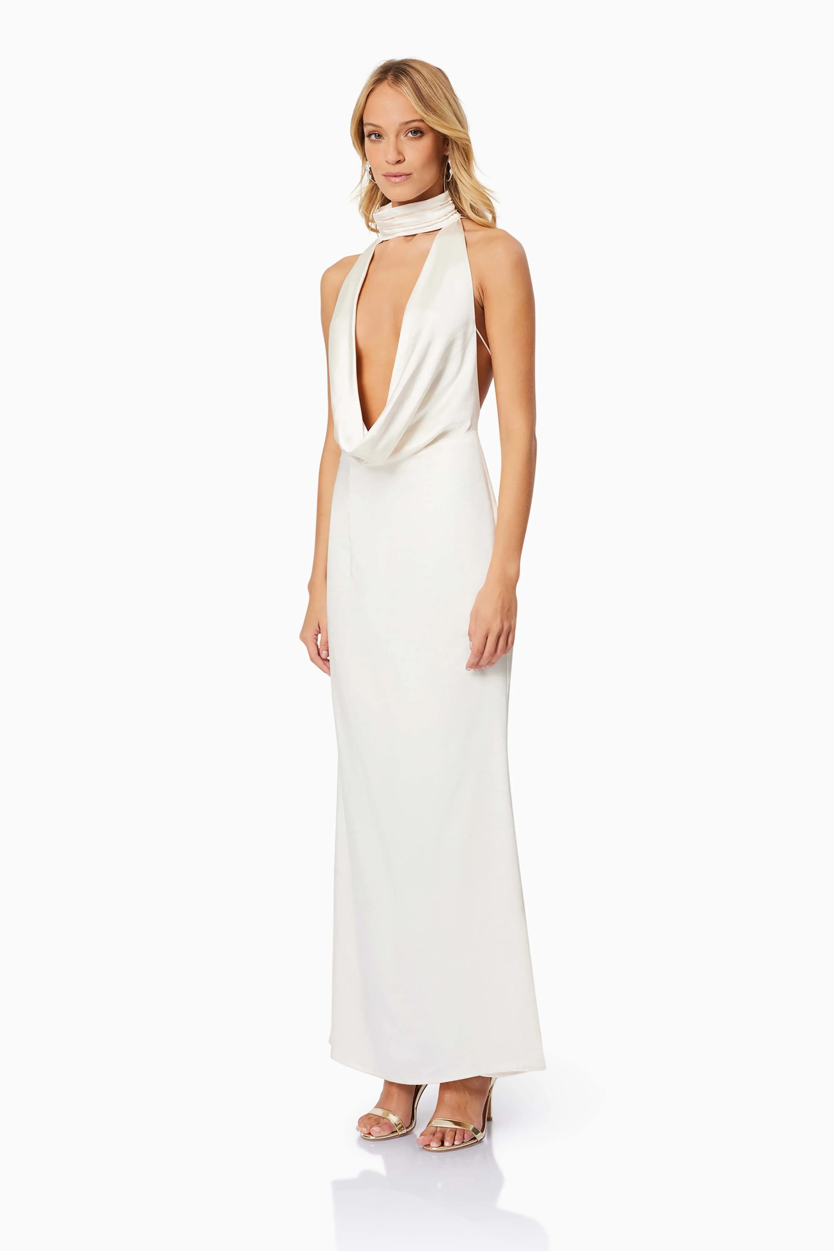 Faith Deep Neckline Maxi Dress In White sold by Elliatt product image thumbnail 3