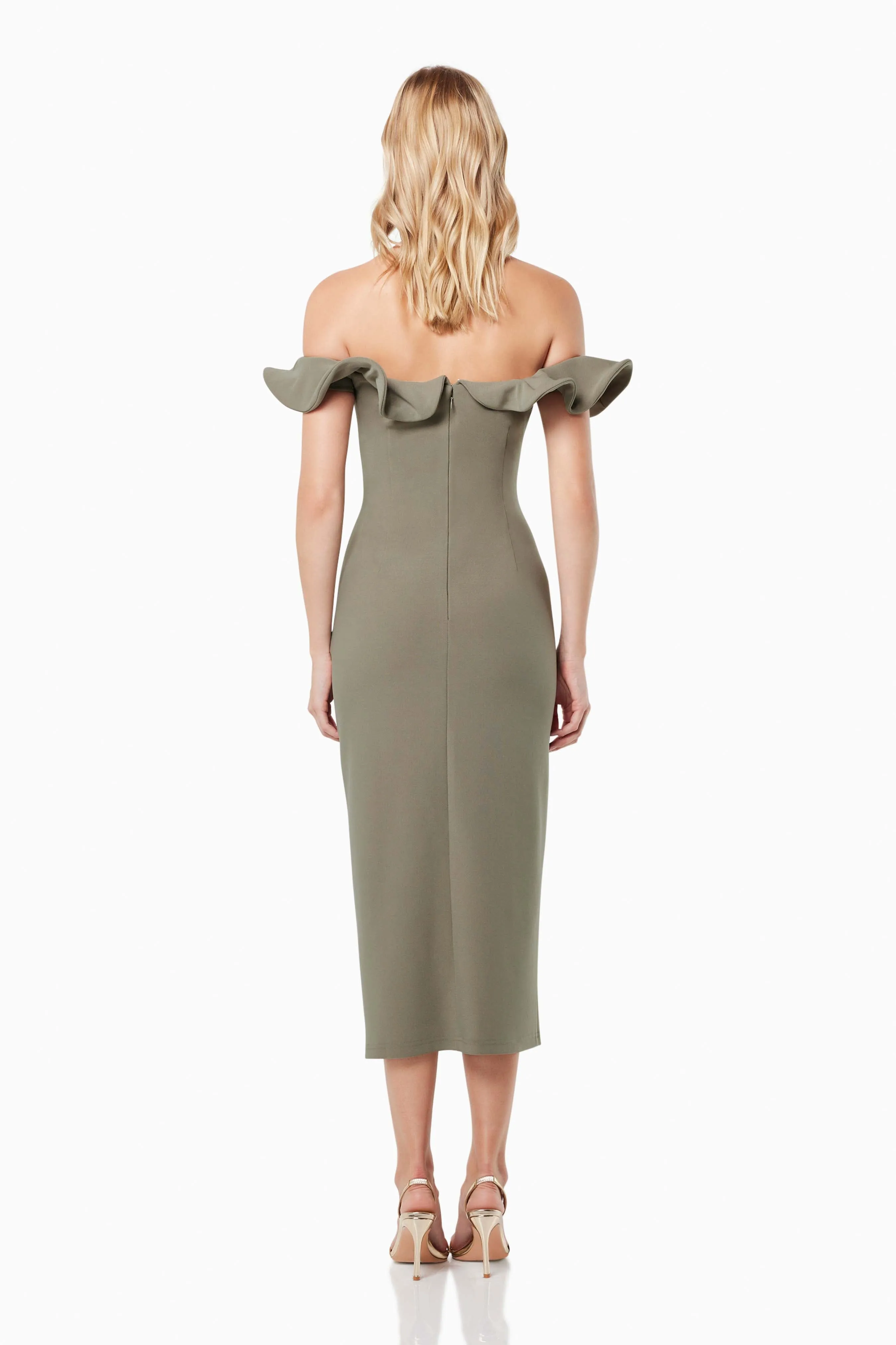 Dancehall Midi Off The Shoulder Midi Dress In Green sold by Elliatt product image thumbnail 4