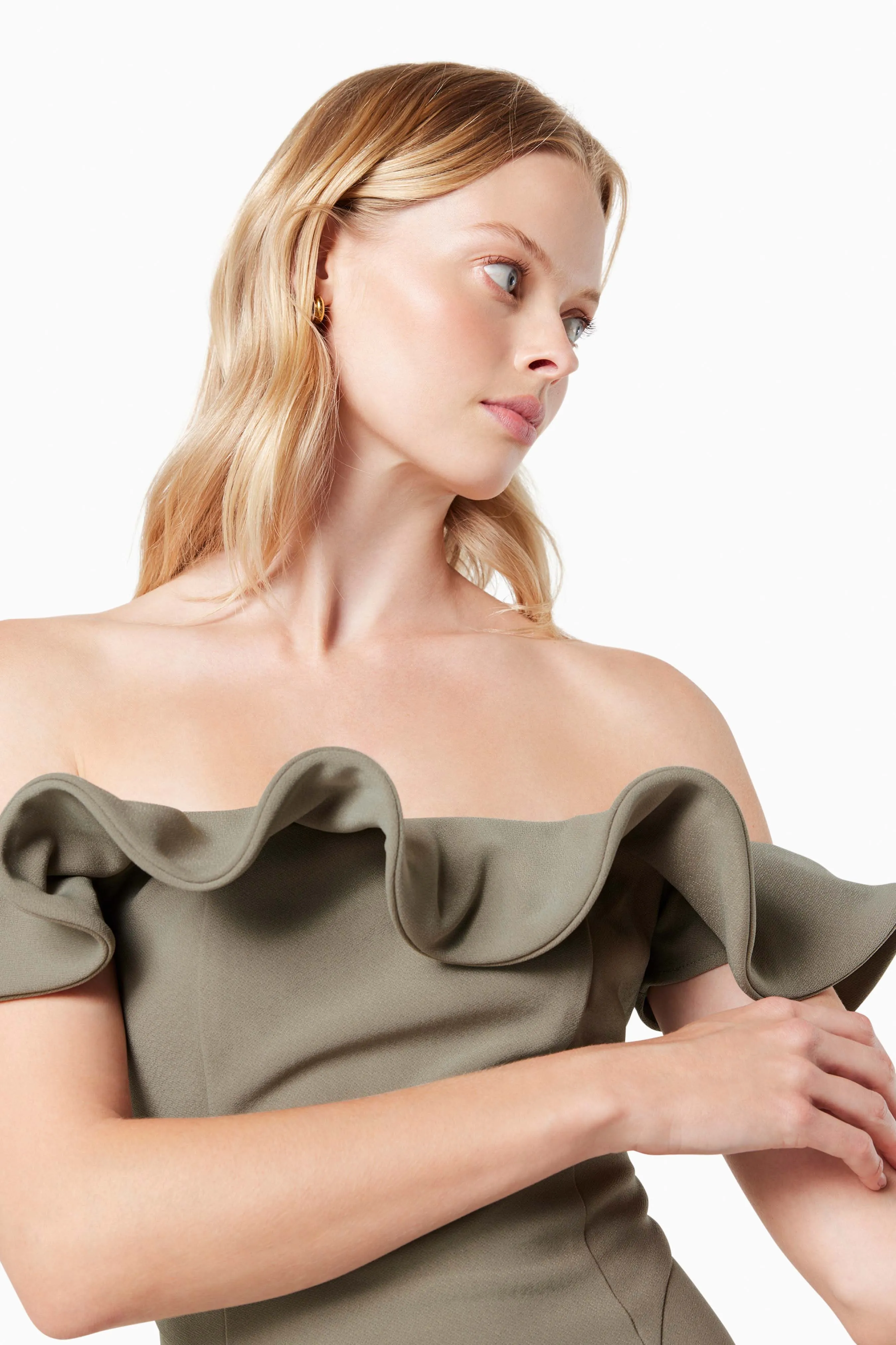 Dancehall Midi Off The Shoulder Midi Dress In Green sold by Elliatt product image thumbnail 5