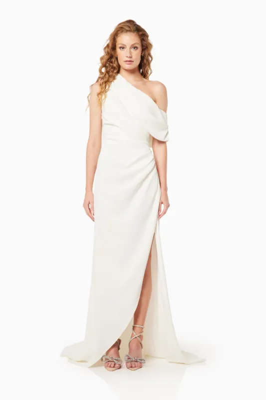 Isadora Off The Shoulder Maxi Gown in Ivory sold by Elliatt