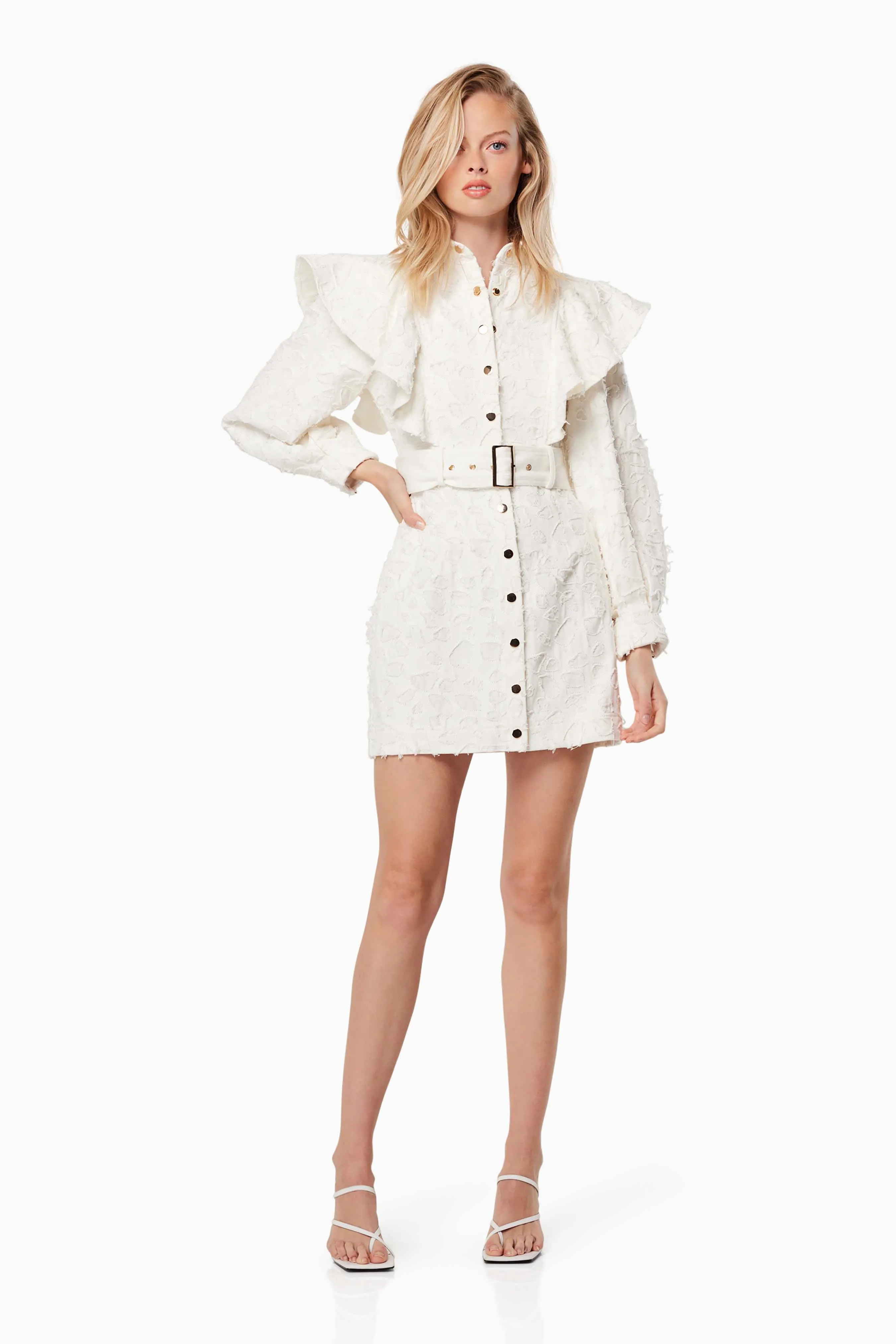 Fondness Long Sleeve Mini Dress In White sold by Elliatt product image thumbnail 4
