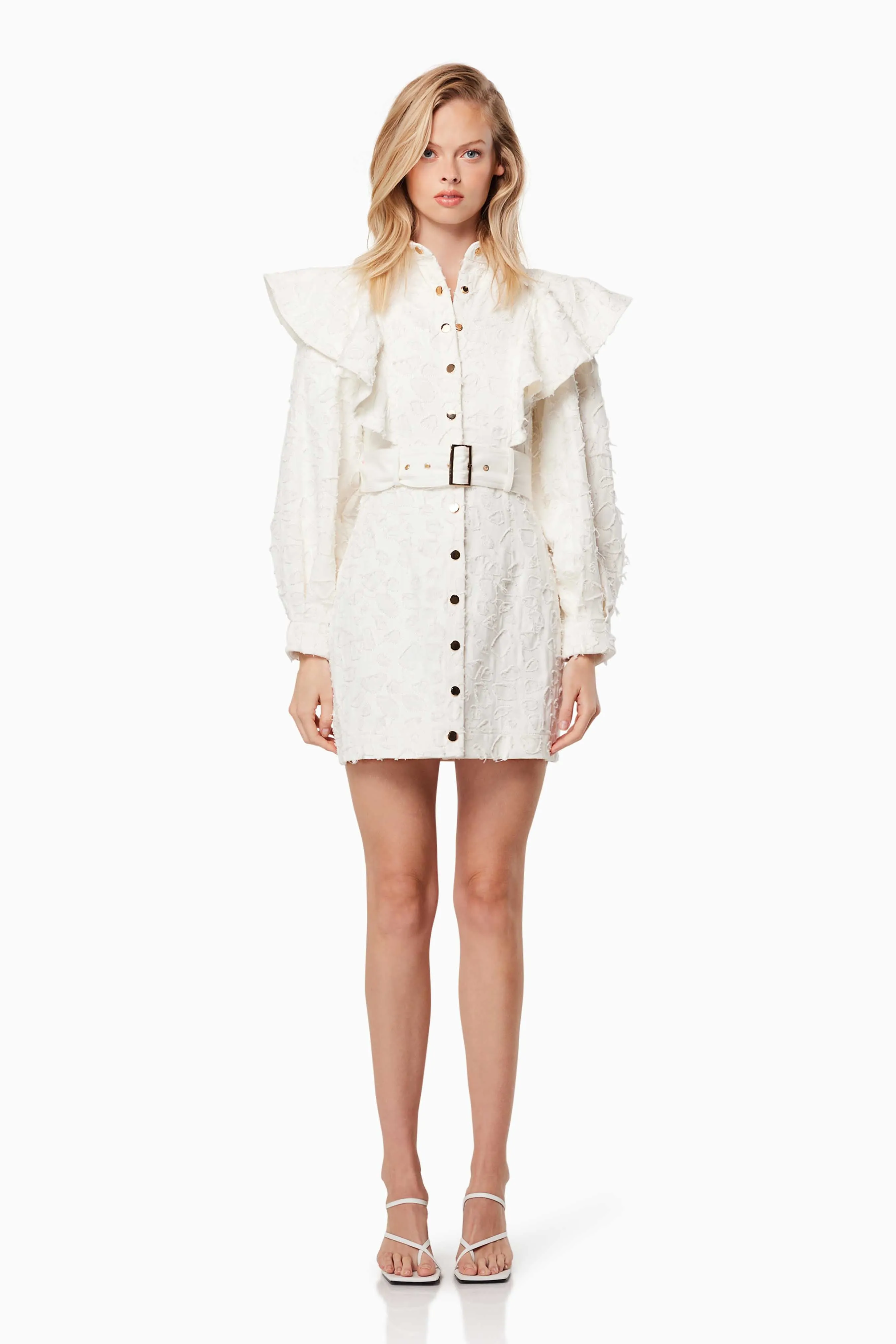 Fondness Long Sleeve Mini Dress In White sold by Elliatt