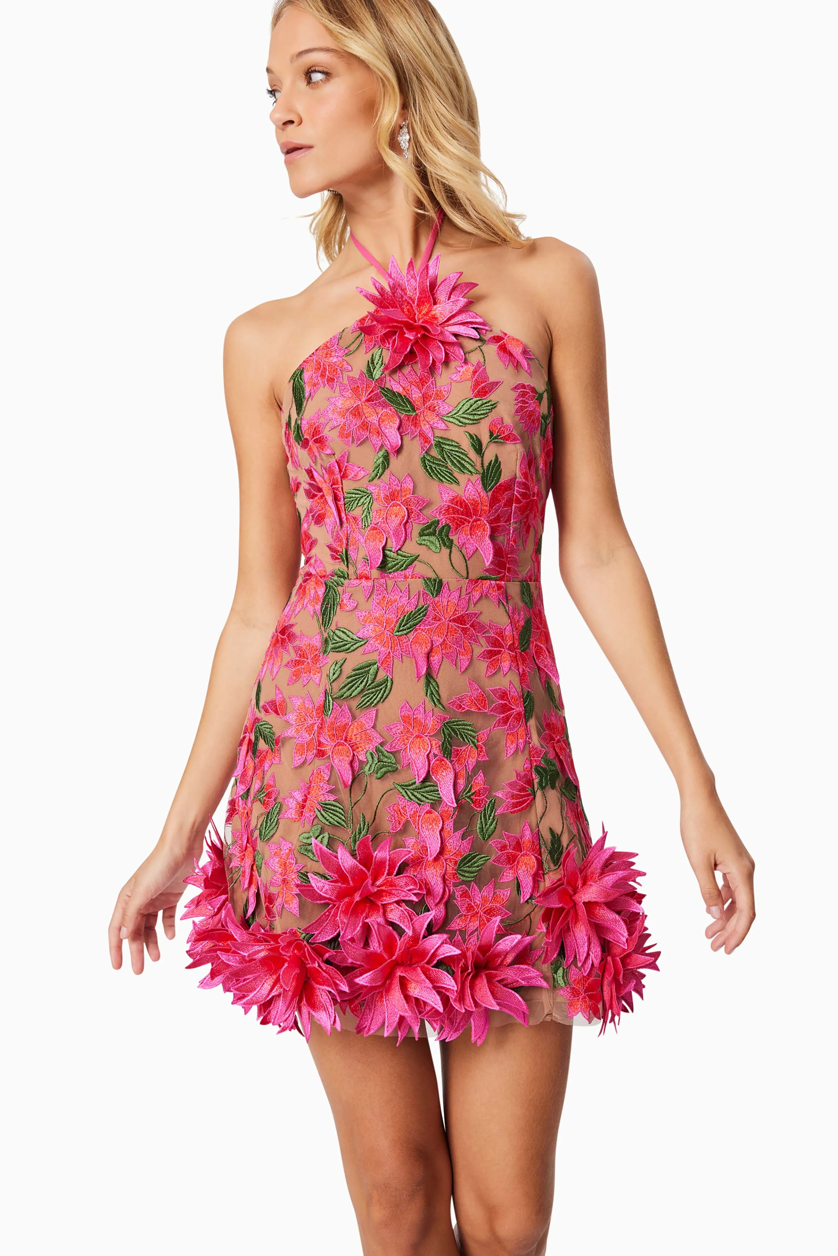 Valentina 3D Floral Mini Dress in Pink sold by Elliatt product image thumbnail 2
