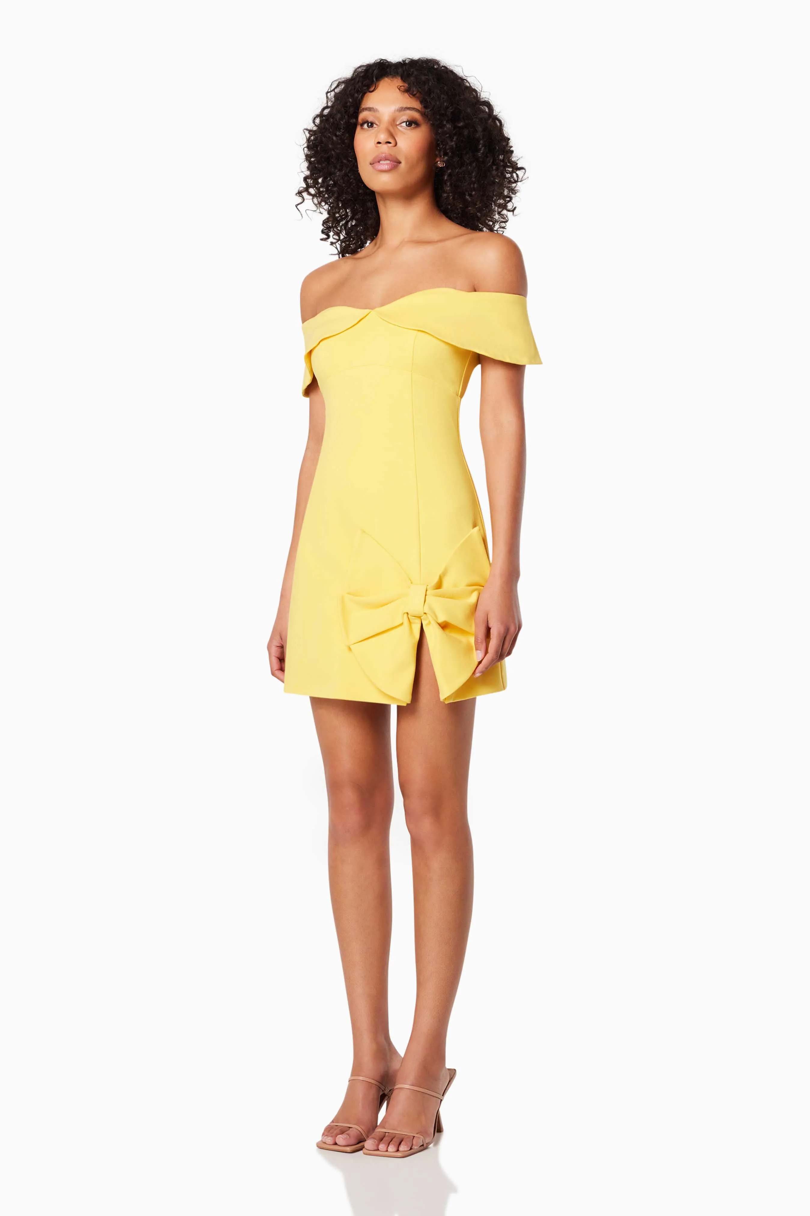 Cadence Off The Shoulder Mini Dress In Yellow sold by Elliatt product image thumbnail 3