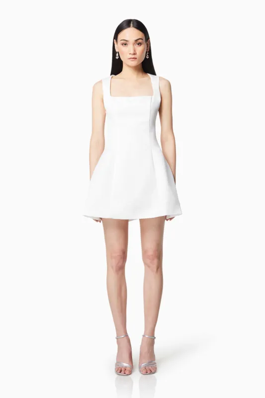 Juliet Square Neckline Mini Dress In White sold by Elliatt
