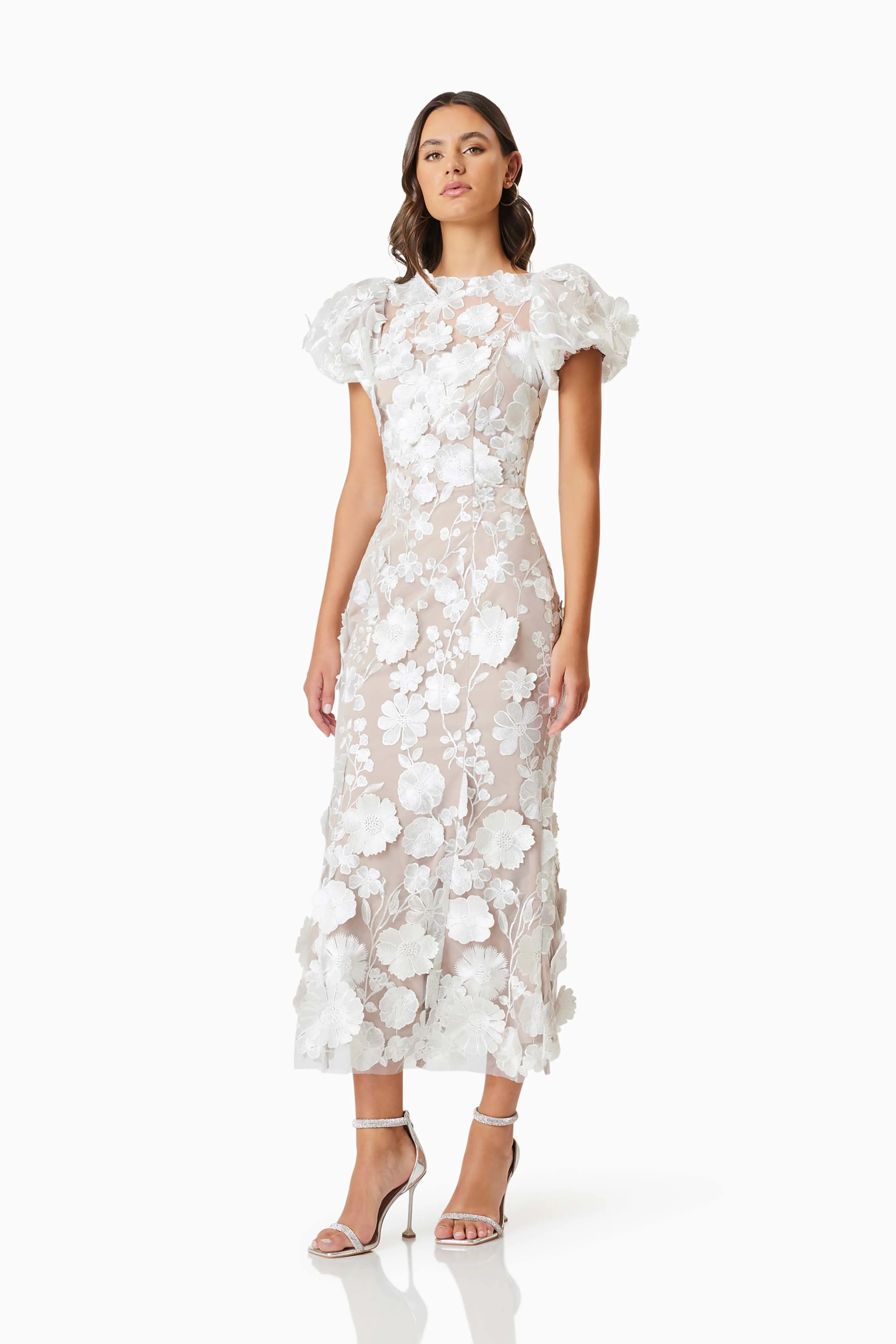Astraea 3D Lace Maxi Dress In White sold by Elliatt product image thumbnail 5
