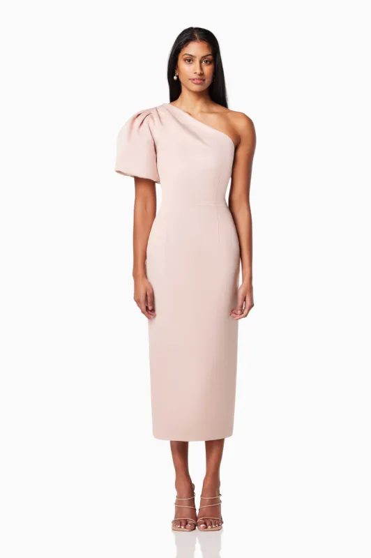 Starfire One Shoulder Midi Dress In Pink sold by Elliatt