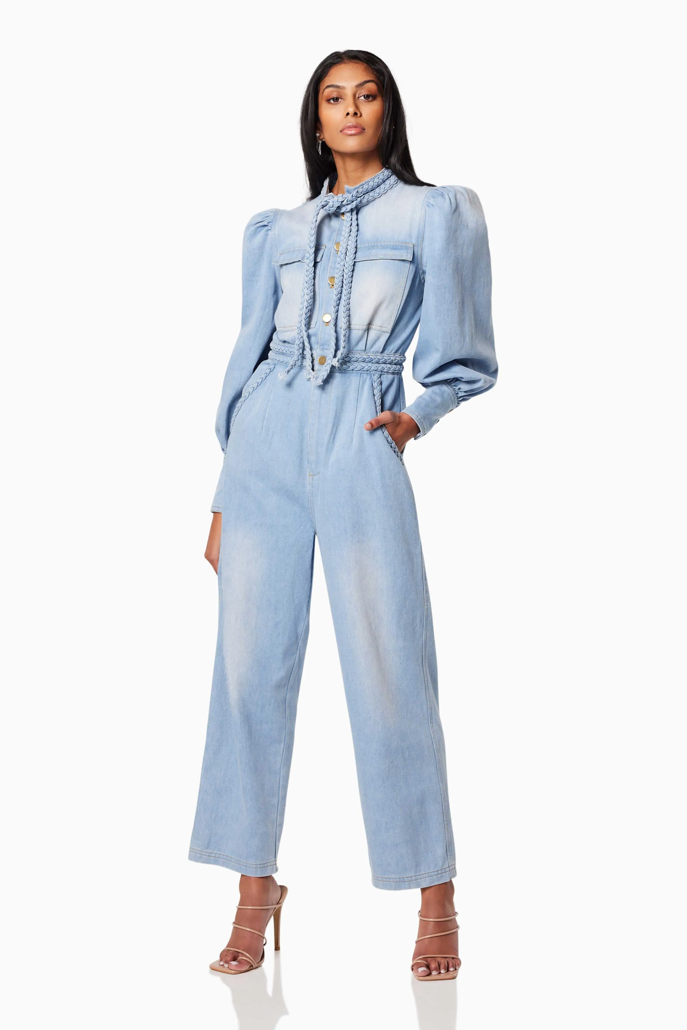 Country Long Sleeved Jumpsuit In Blue sold by Elliatt product image thumbnail 4
