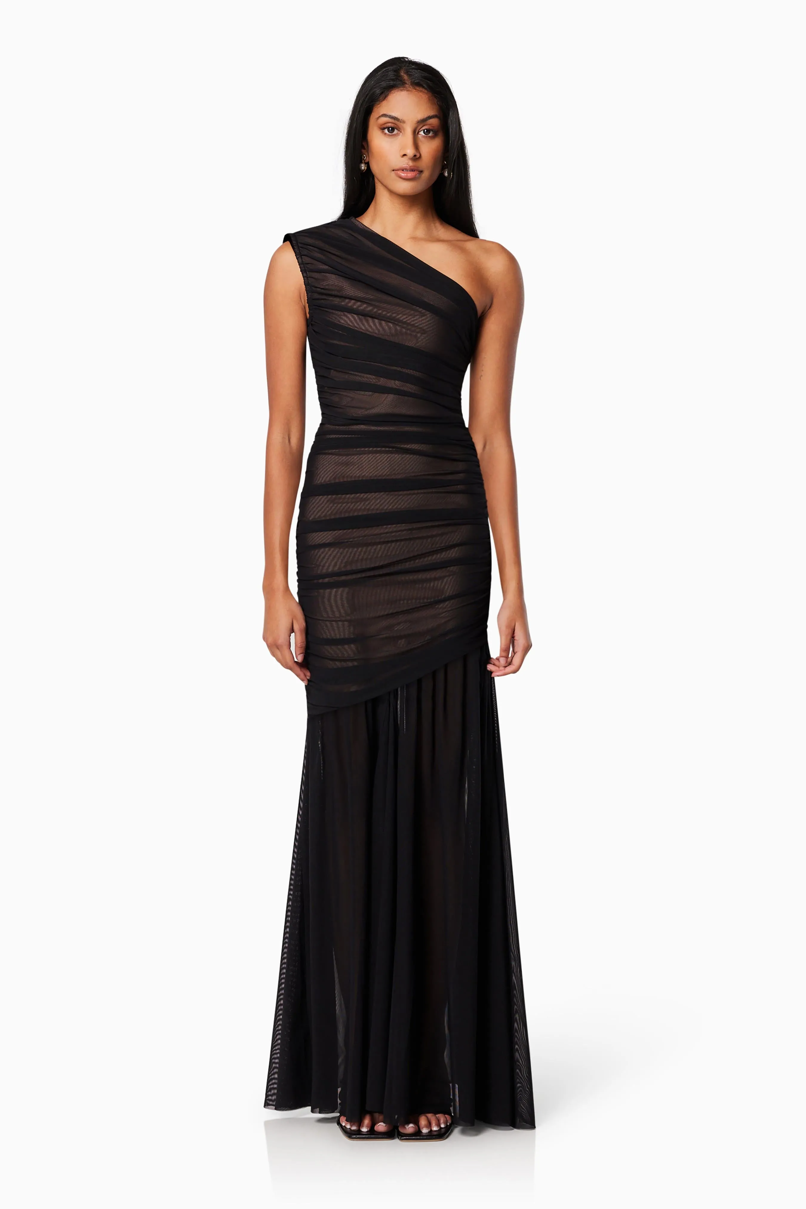 Vienna Fitted Maxi Gown In Black sold by Elliatt