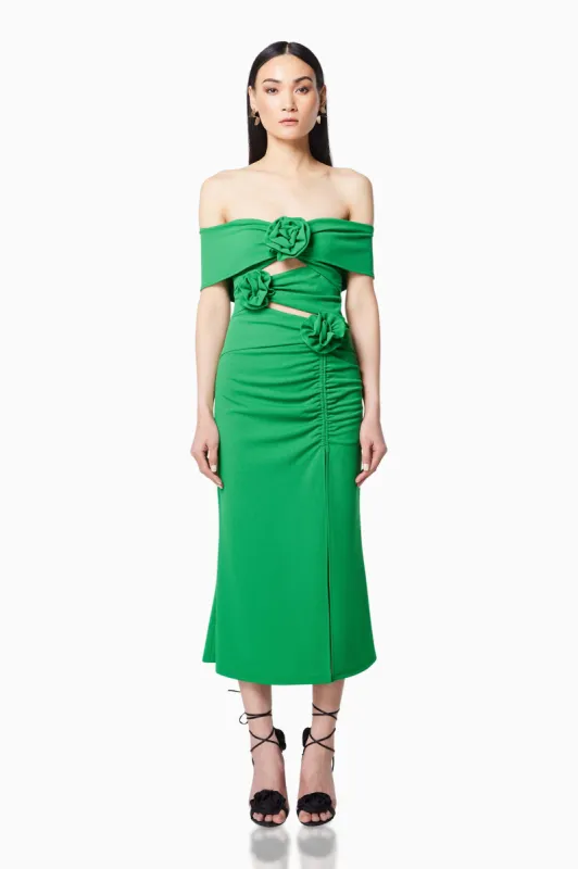 Sardinian 3D Midi Dress in Green sold by Elliatt