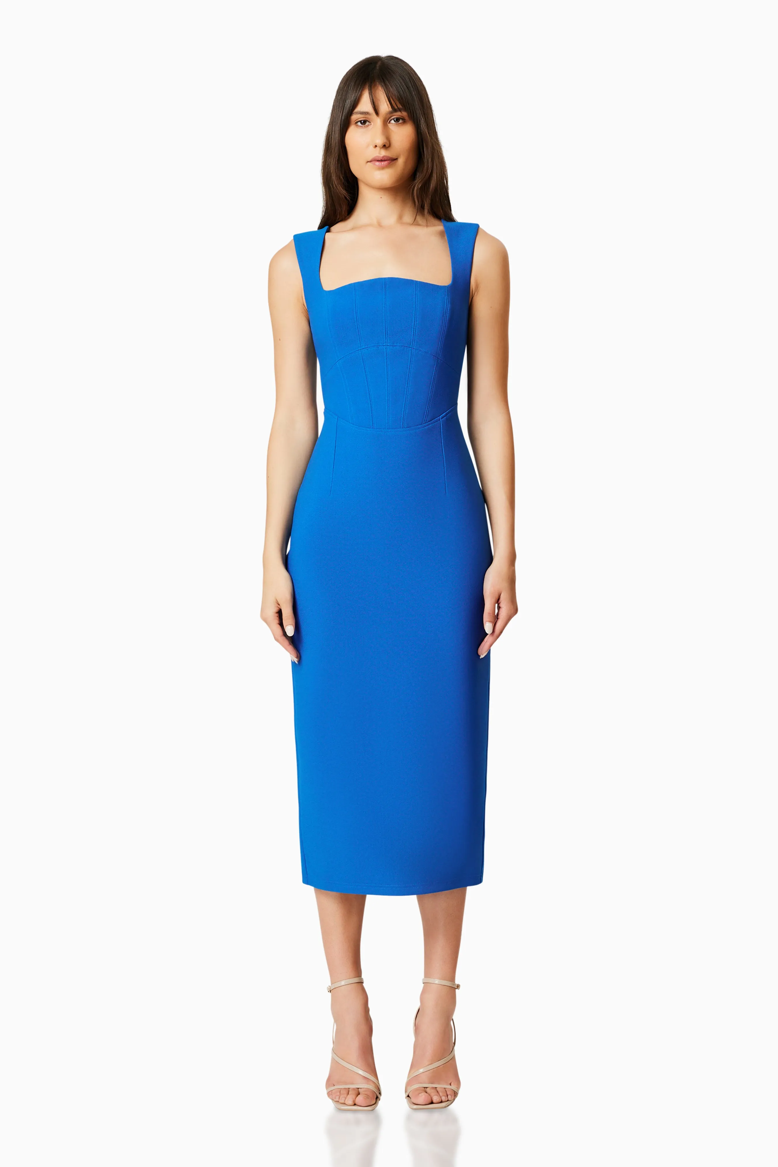 Birch Fitted Midi Dress In Blue sold by Elliatt