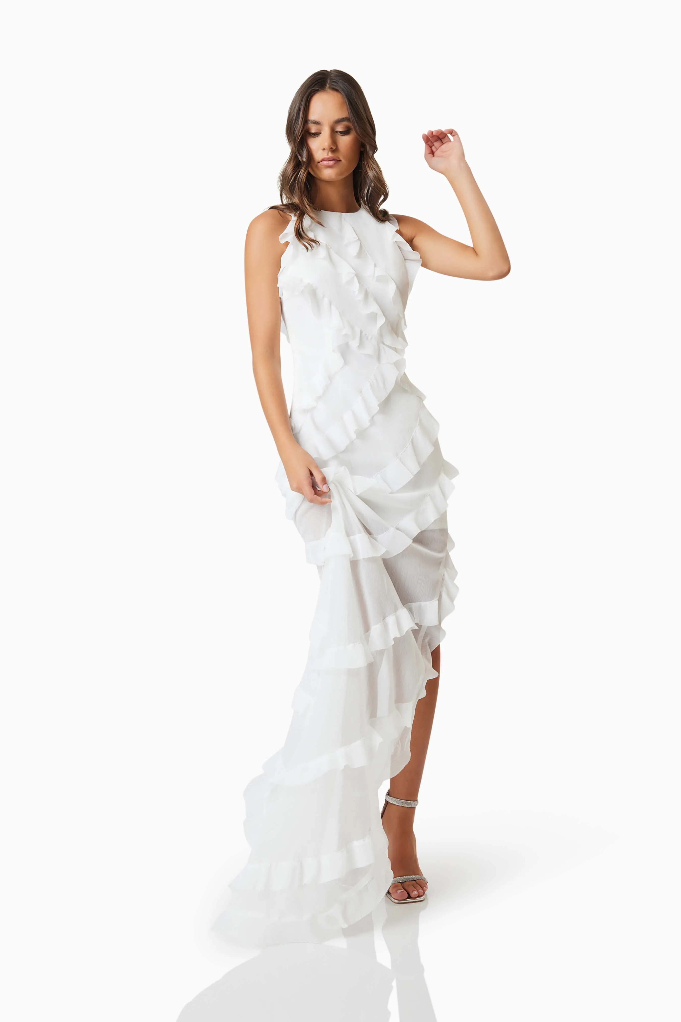 Celeana Textured Sheer Maxi Dress in White sold by Elliatt product image thumbnail 5