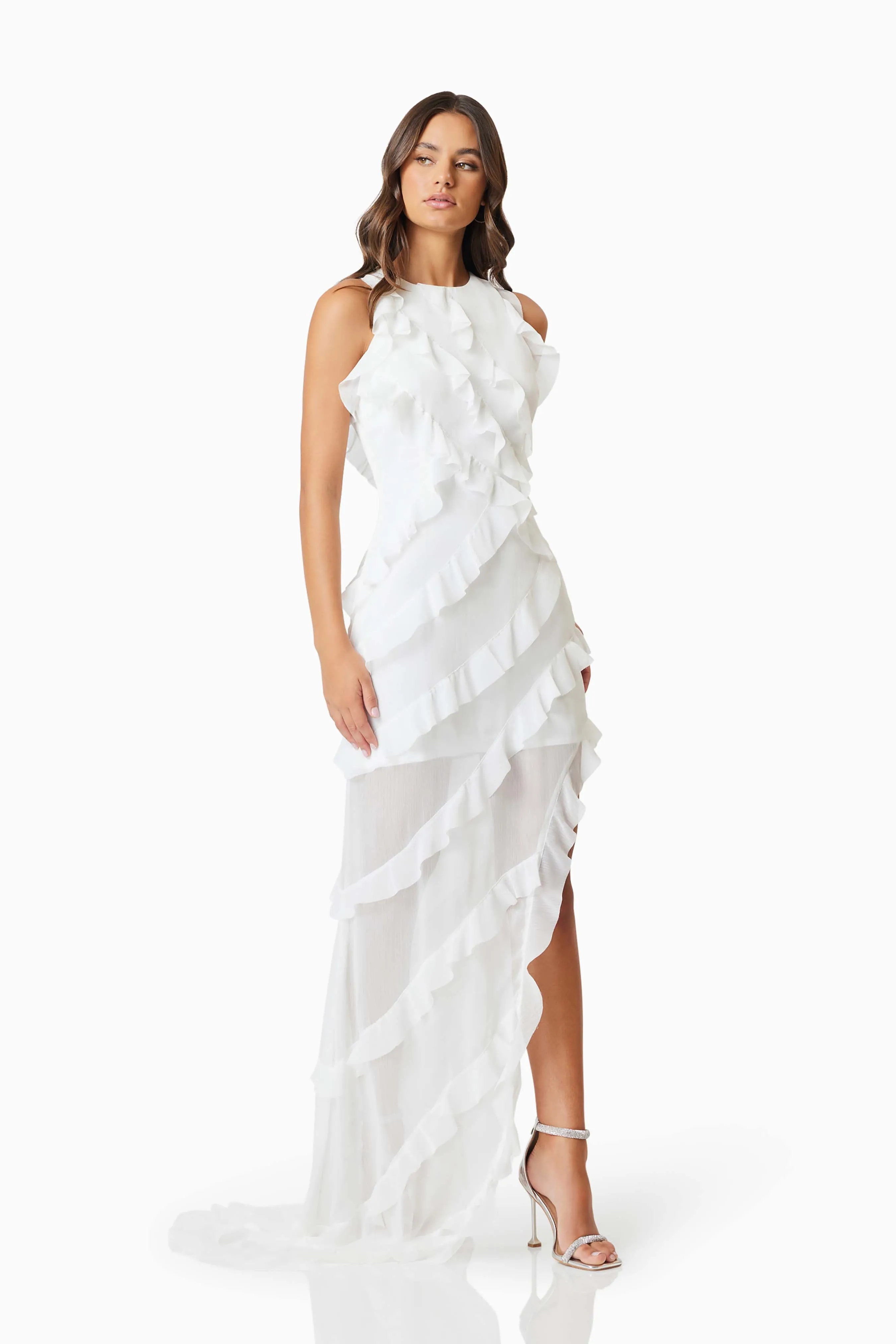 Celeana Textured Sheer Maxi Dress in White sold by Elliatt product image thumbnail 3