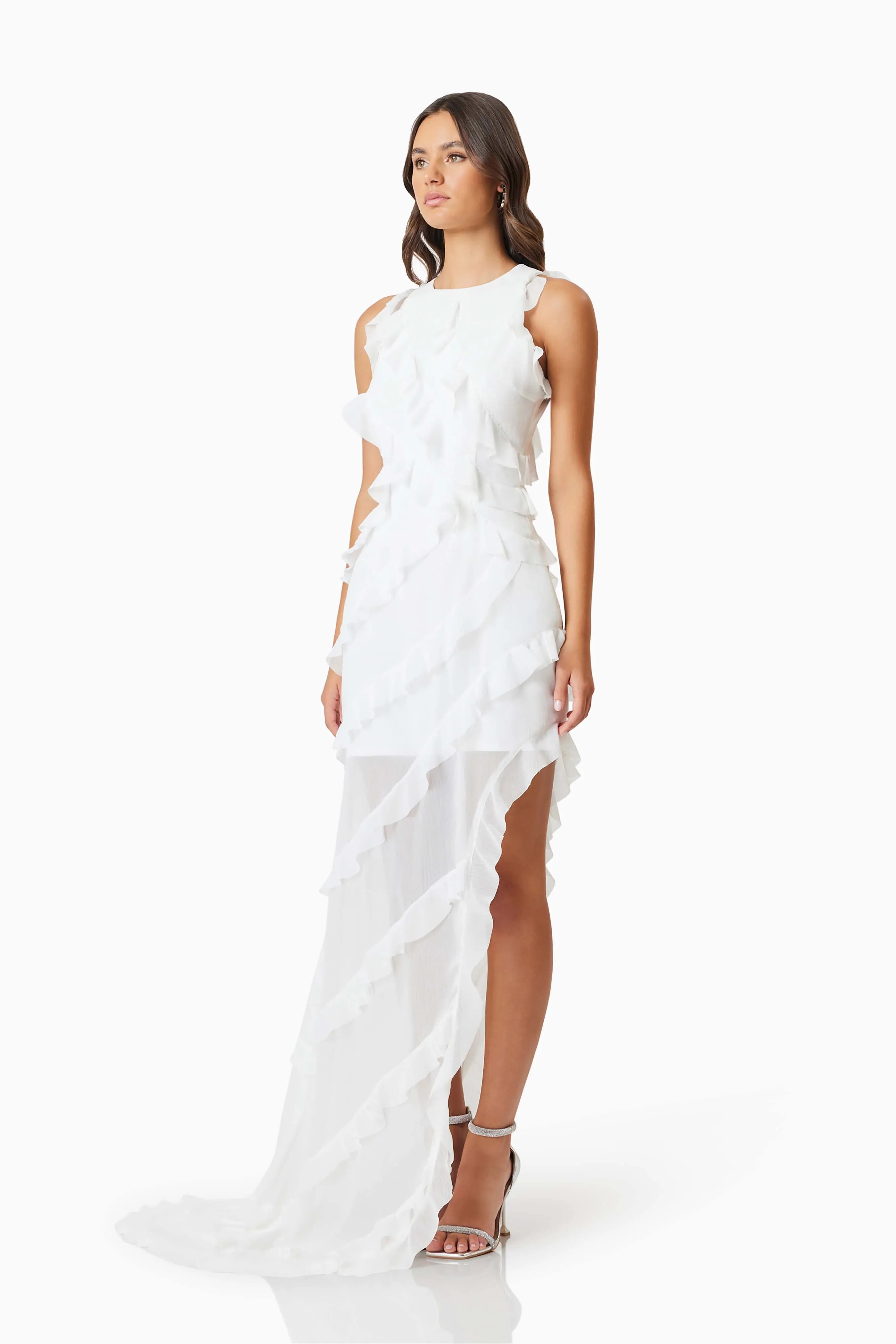 Celeana Textured Sheer Maxi Dress in White sold by Elliatt product image thumbnail 2
