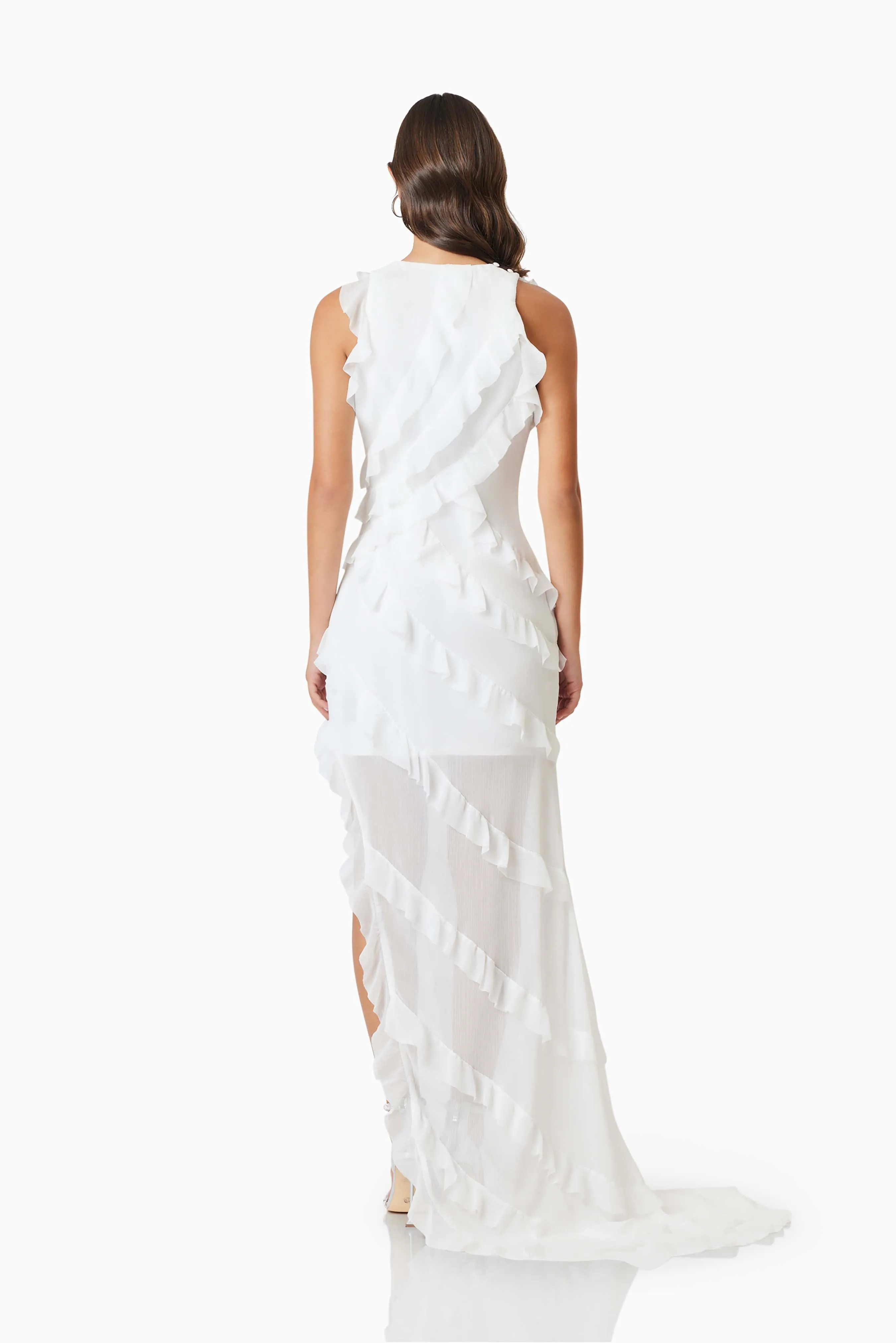Celeana Textured Sheer Maxi Dress in White sold by Elliatt product image thumbnail 4
