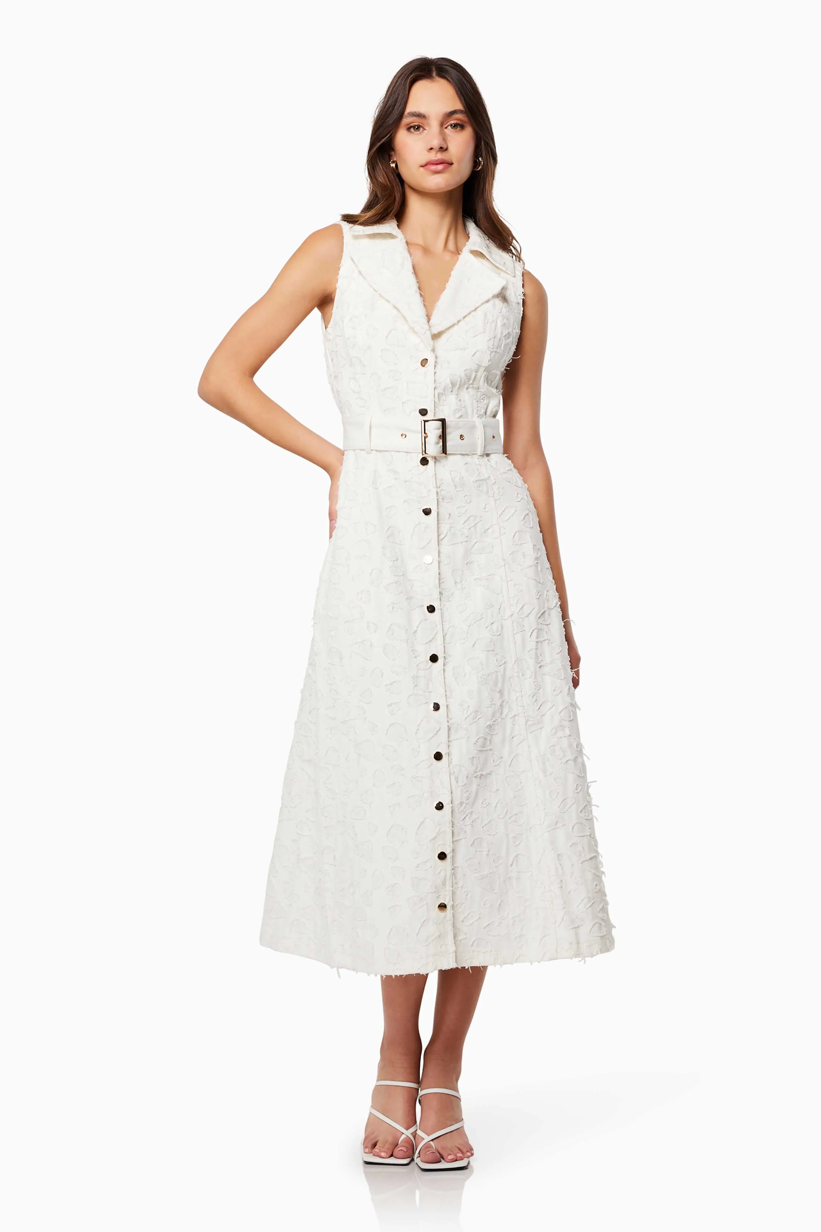 Caring Collared Maxi Dress In White sold by Elliatt product image thumbnail 4