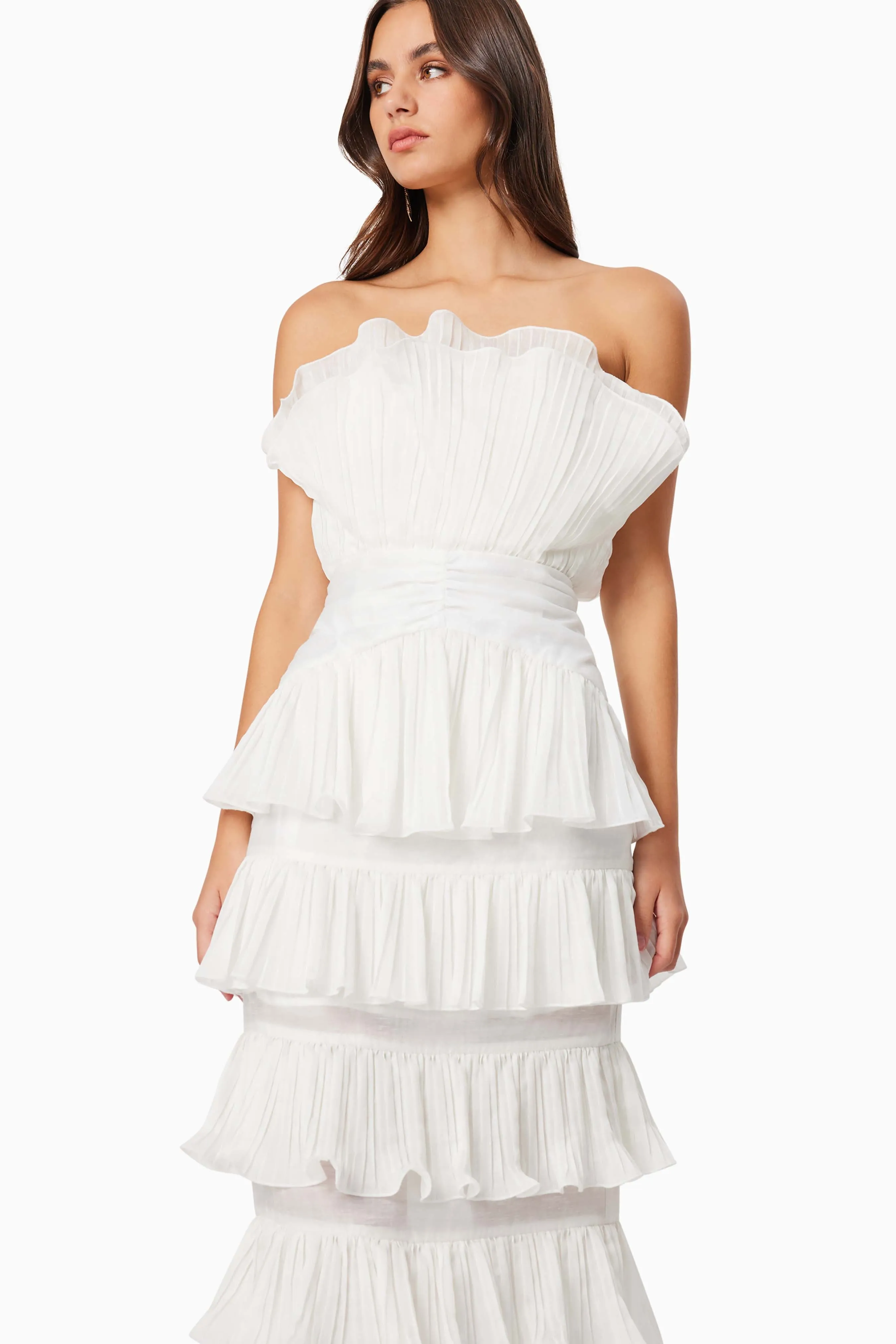 Maya Pleated Midi Dress in White sold by Elliatt product image thumbnail 2