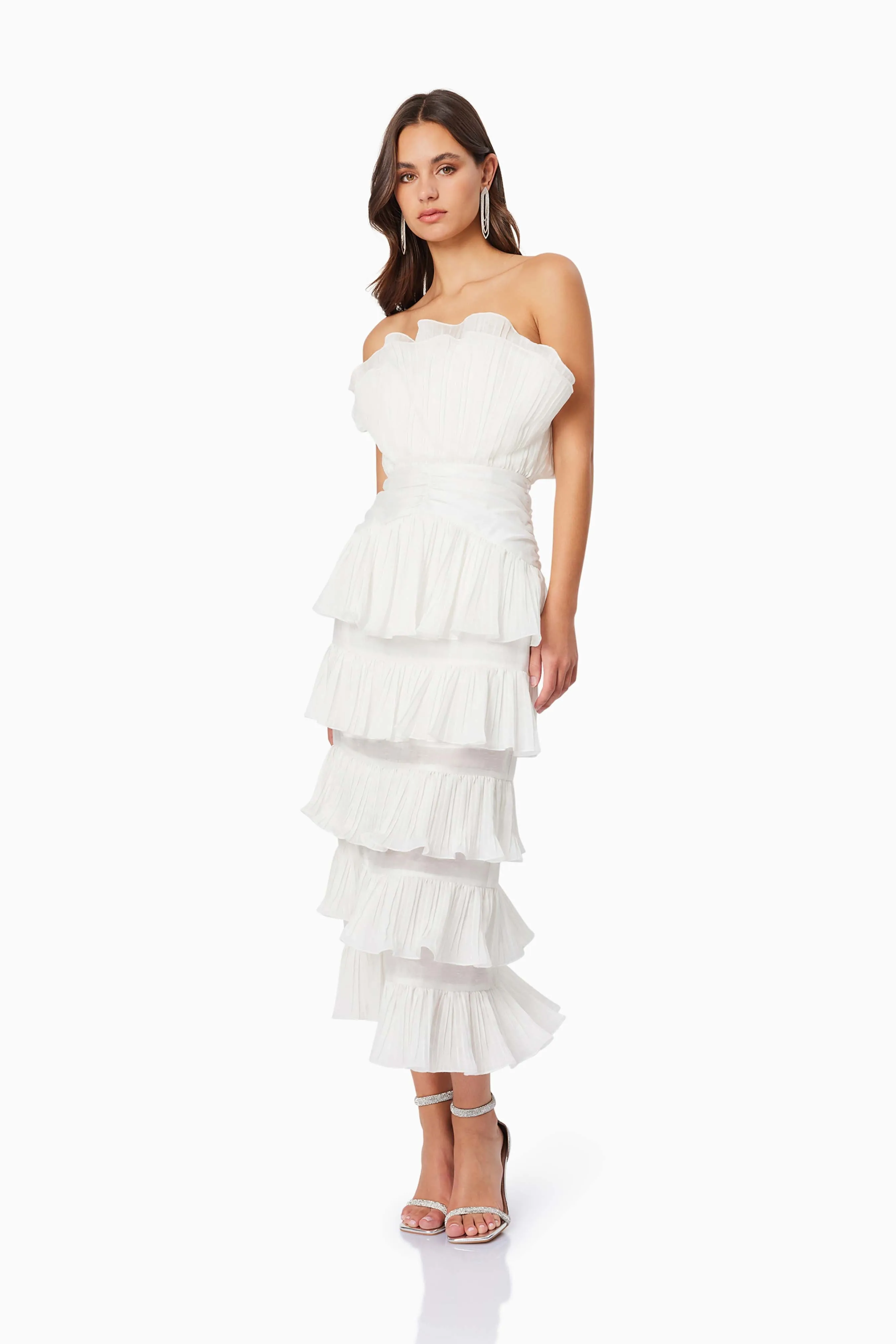 Maya Pleated Midi Dress in White sold by Elliatt product image thumbnail 4