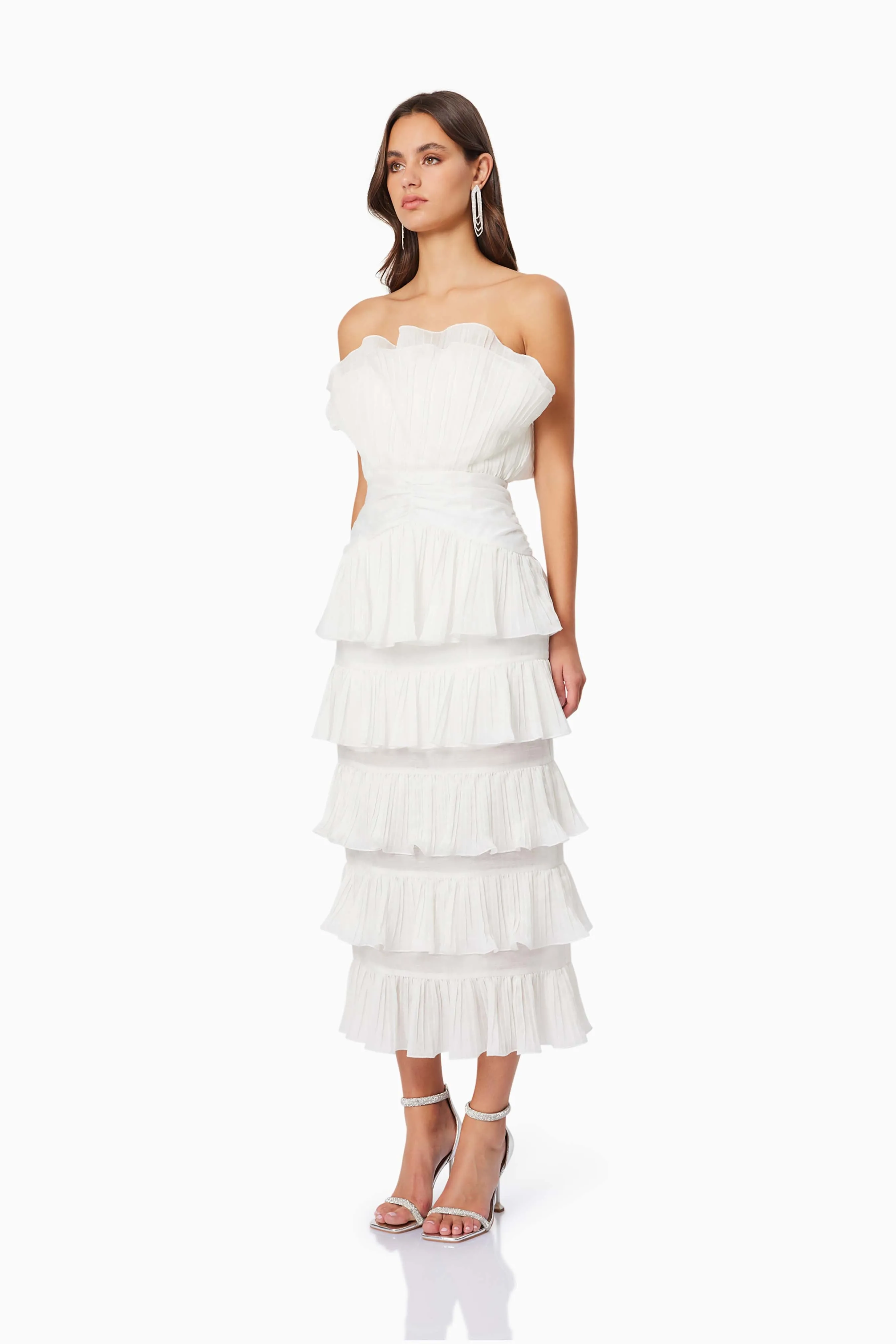 Maya Pleated Midi Dress in White sold by Elliatt product image thumbnail 3