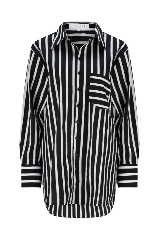 CURAAE Azalea Oversized Striped Shirt In Black & White sold by Elliatt